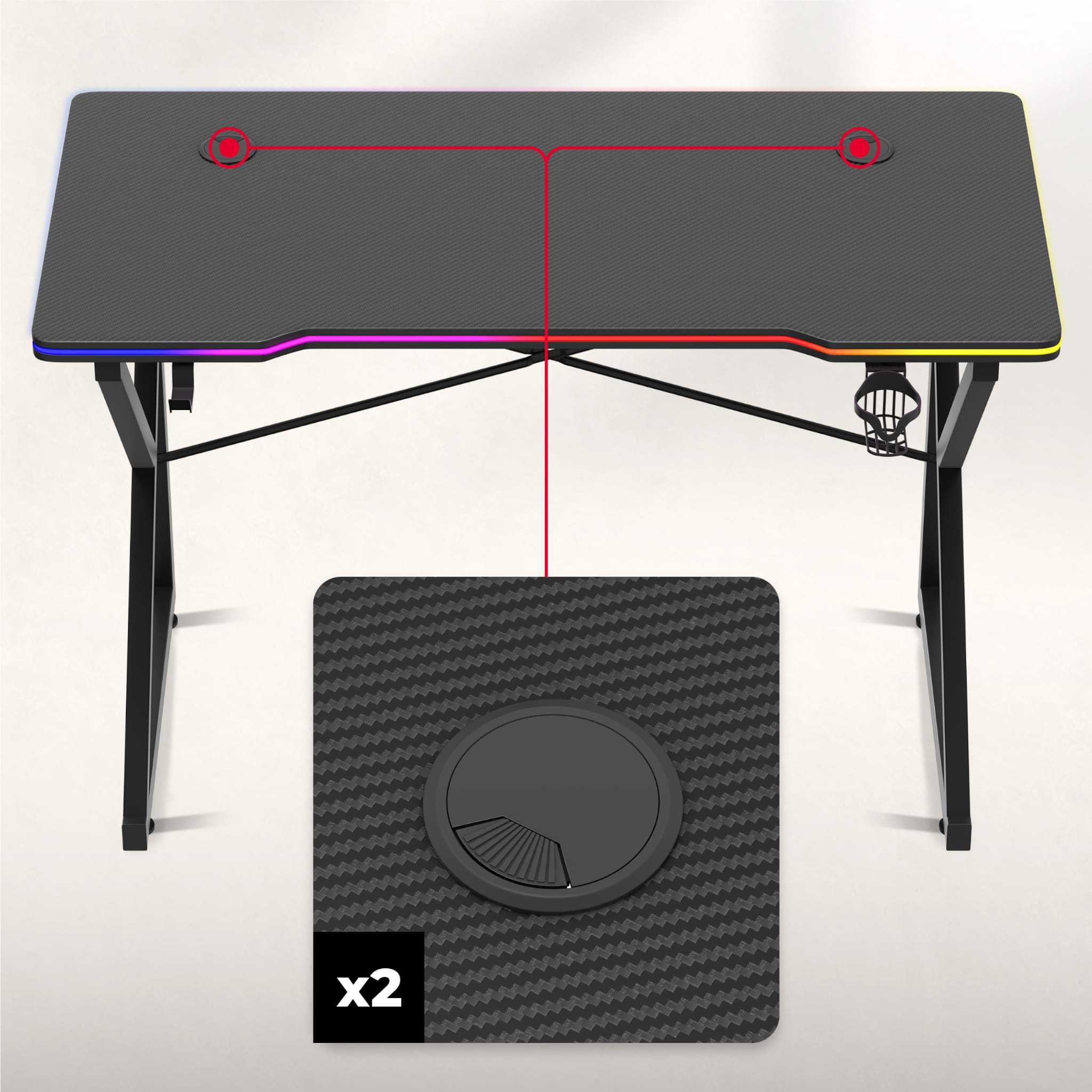 Herní stůl Huzaro Hero 1.7 RGB černý 120 cm 