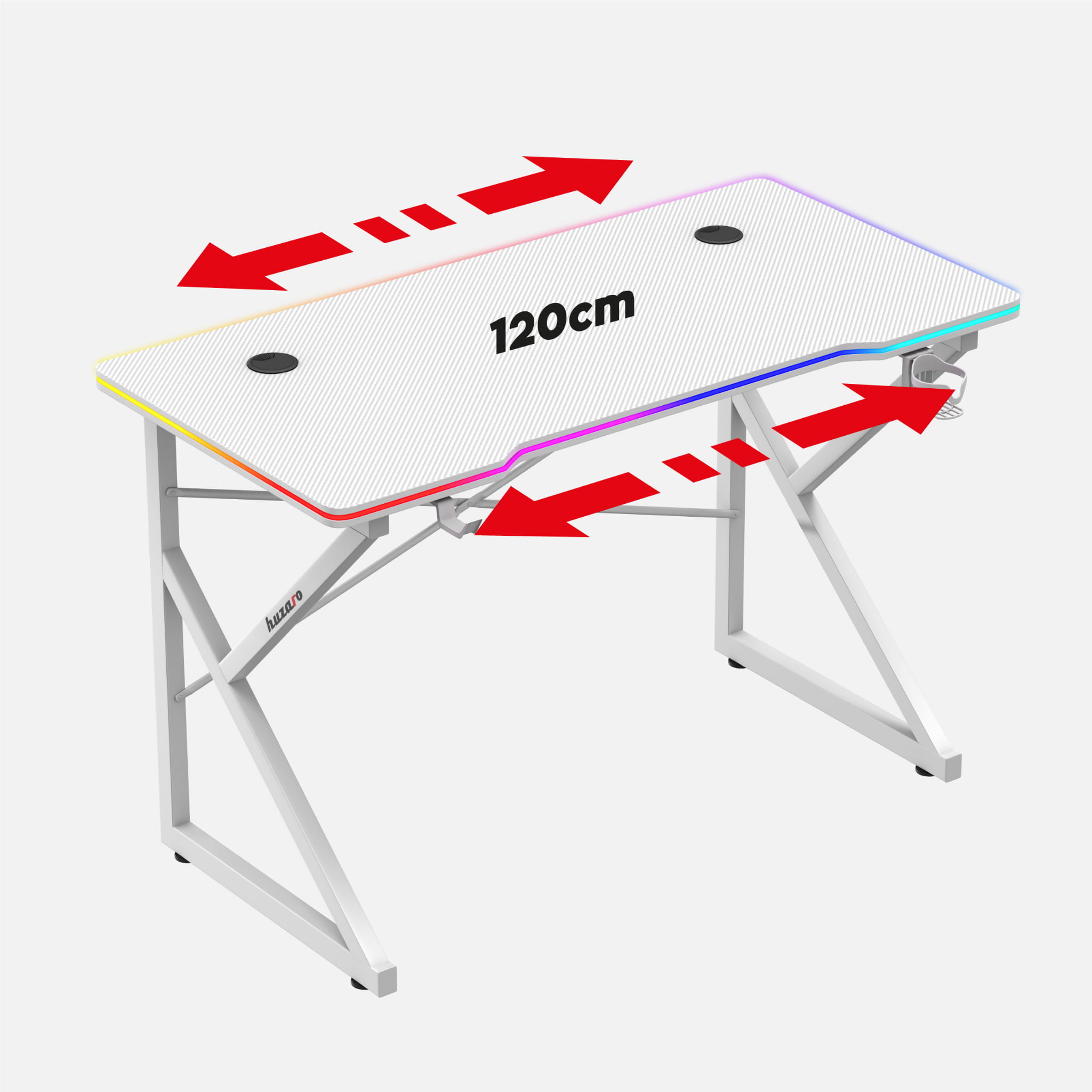 Herní stůl Huzaro Hero 1.7 RGB bílý 120 cm 
