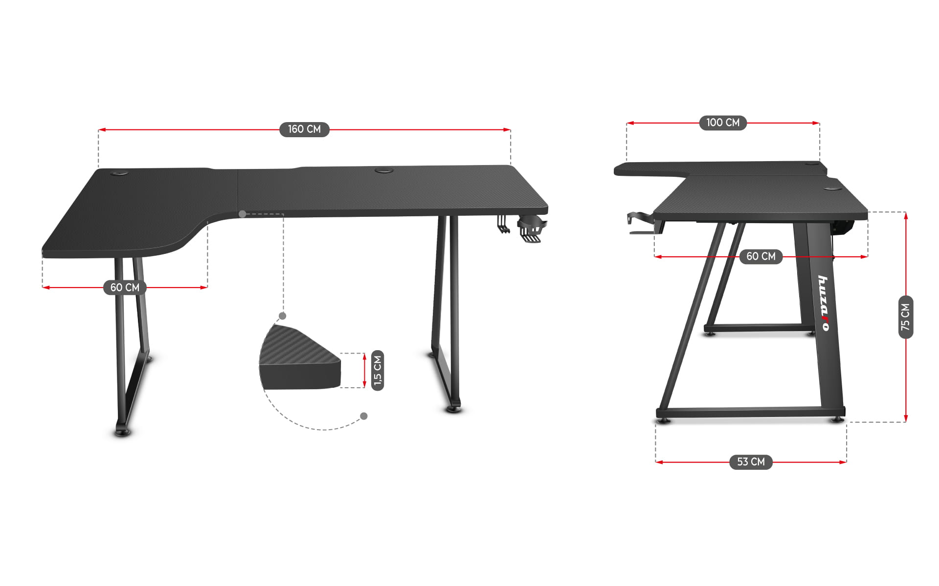 Herní stůl Huzaro Hero 7.7 160 cm 