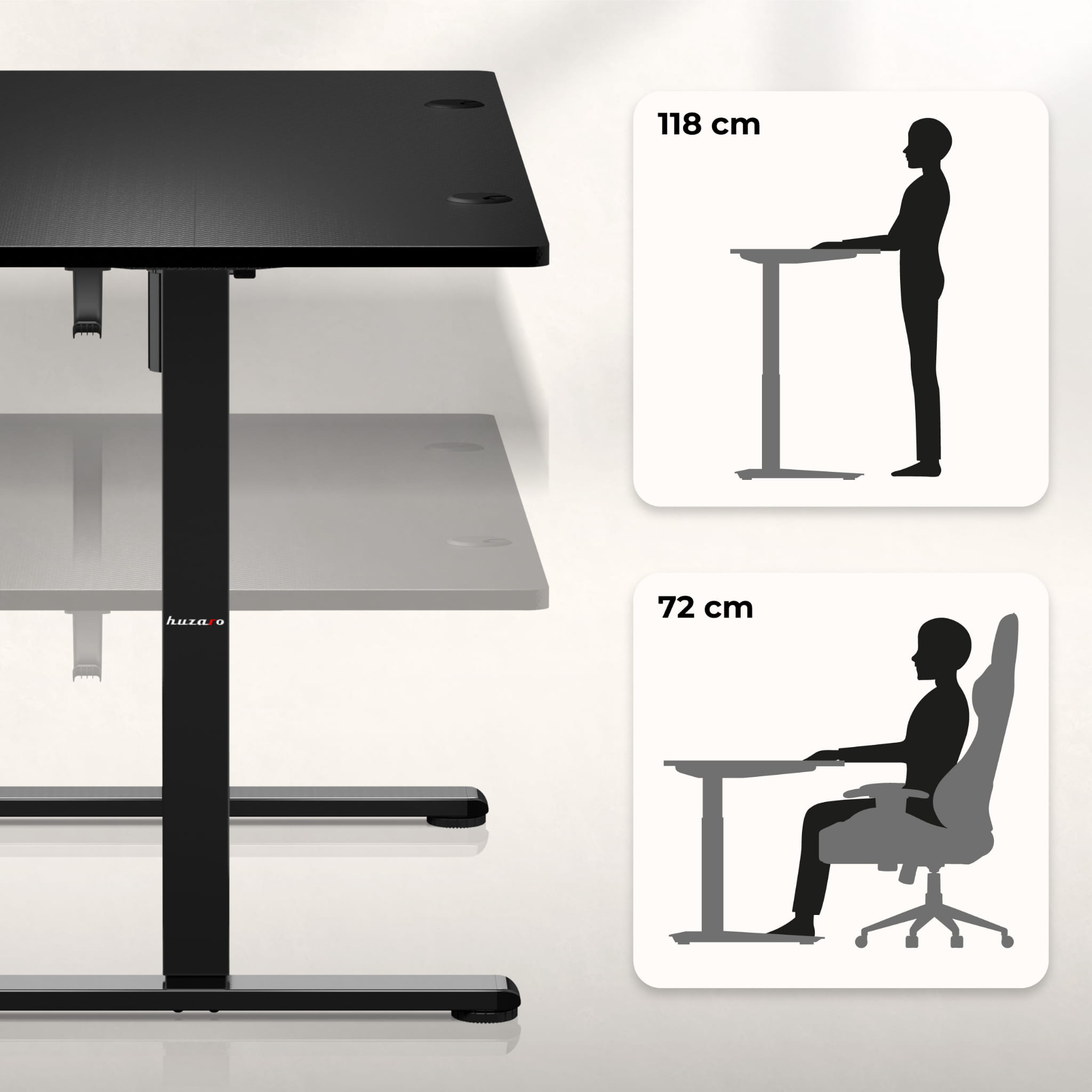 Huzaro Hero 8.2 Černý elektrický stůl 120 cm 