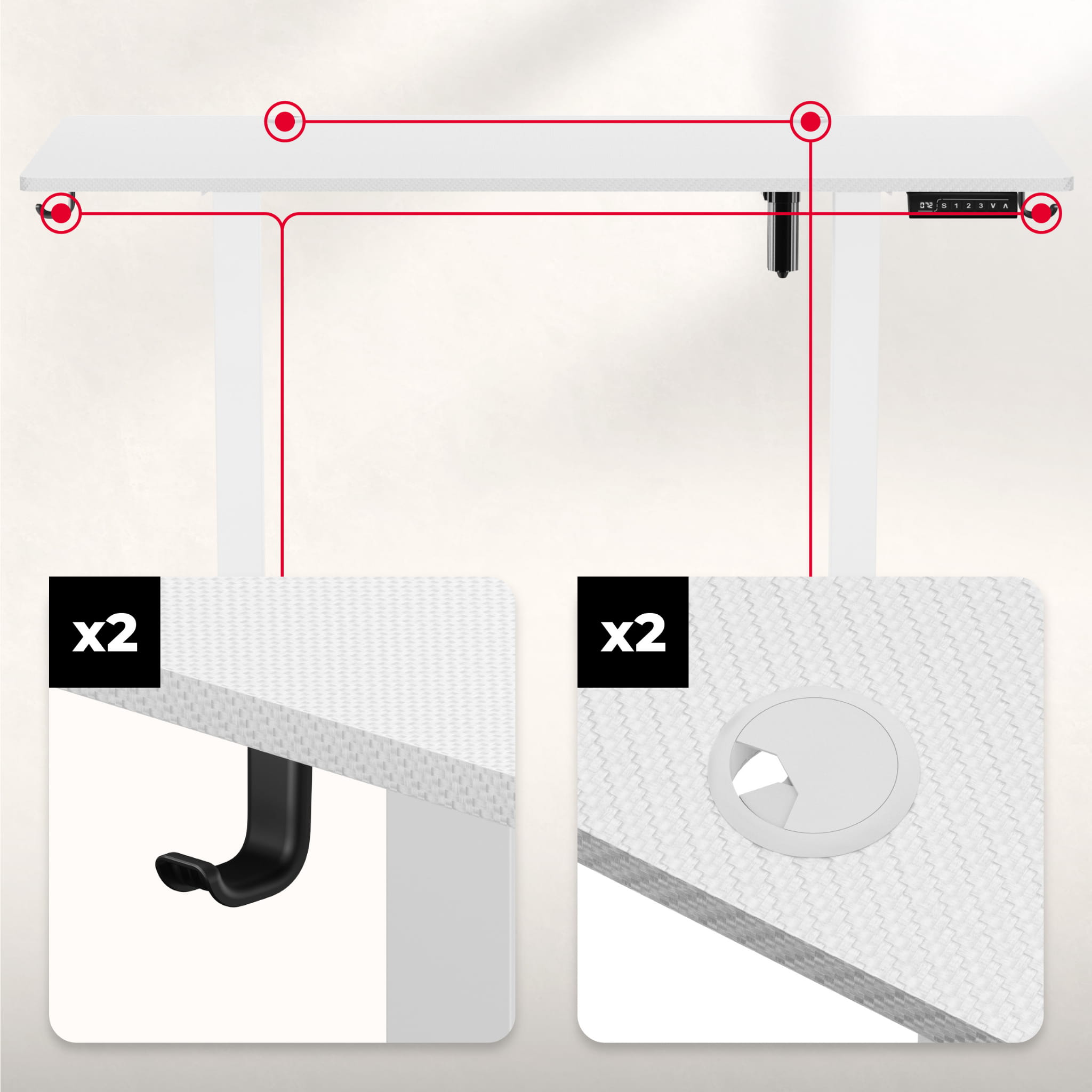 Huzaro Hero 8.2 bílý elektrický stůl 120 cm 