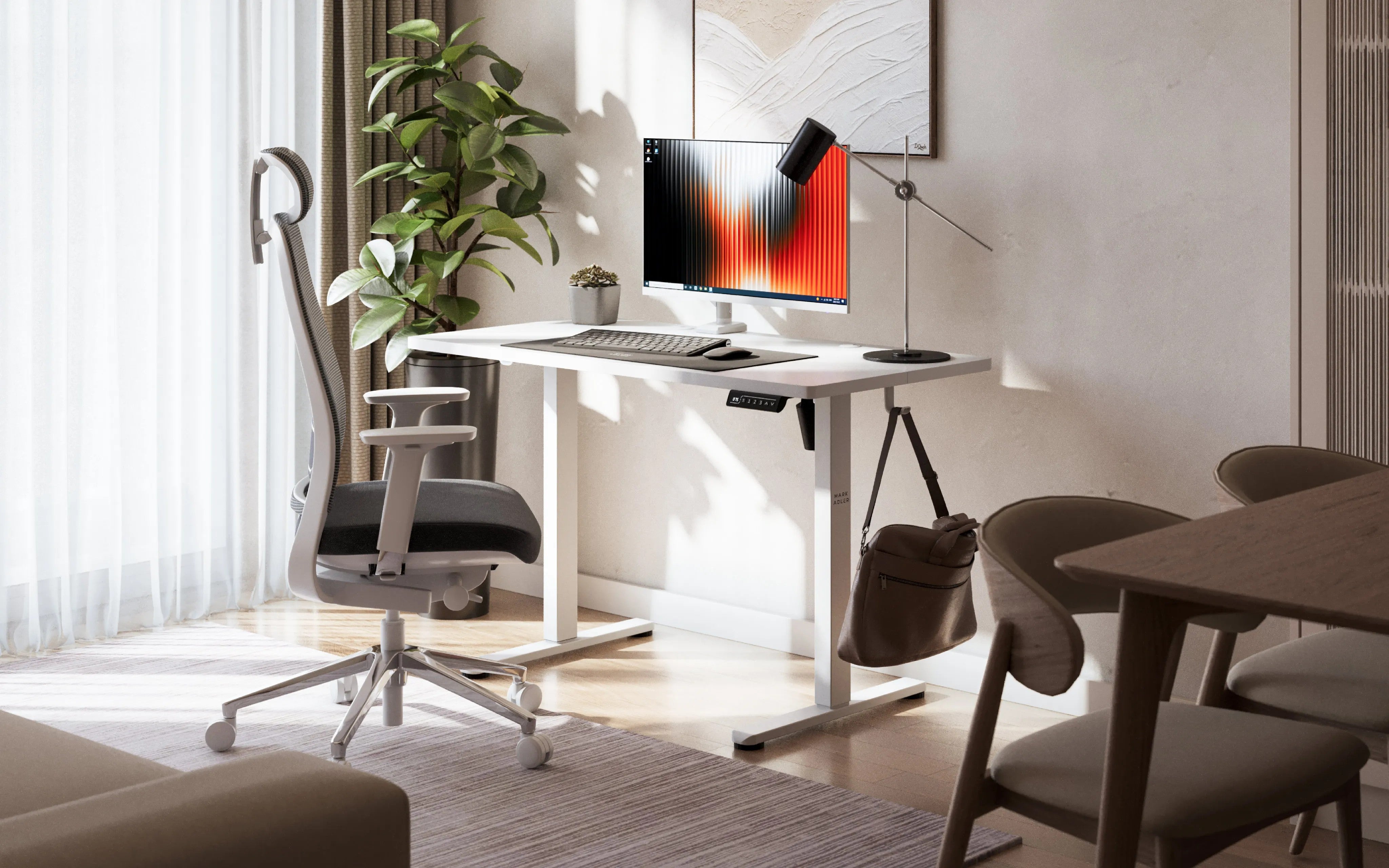 Mark Adler Leader 6.9 bílý elektricky nastavitelný stůl 120 cm 