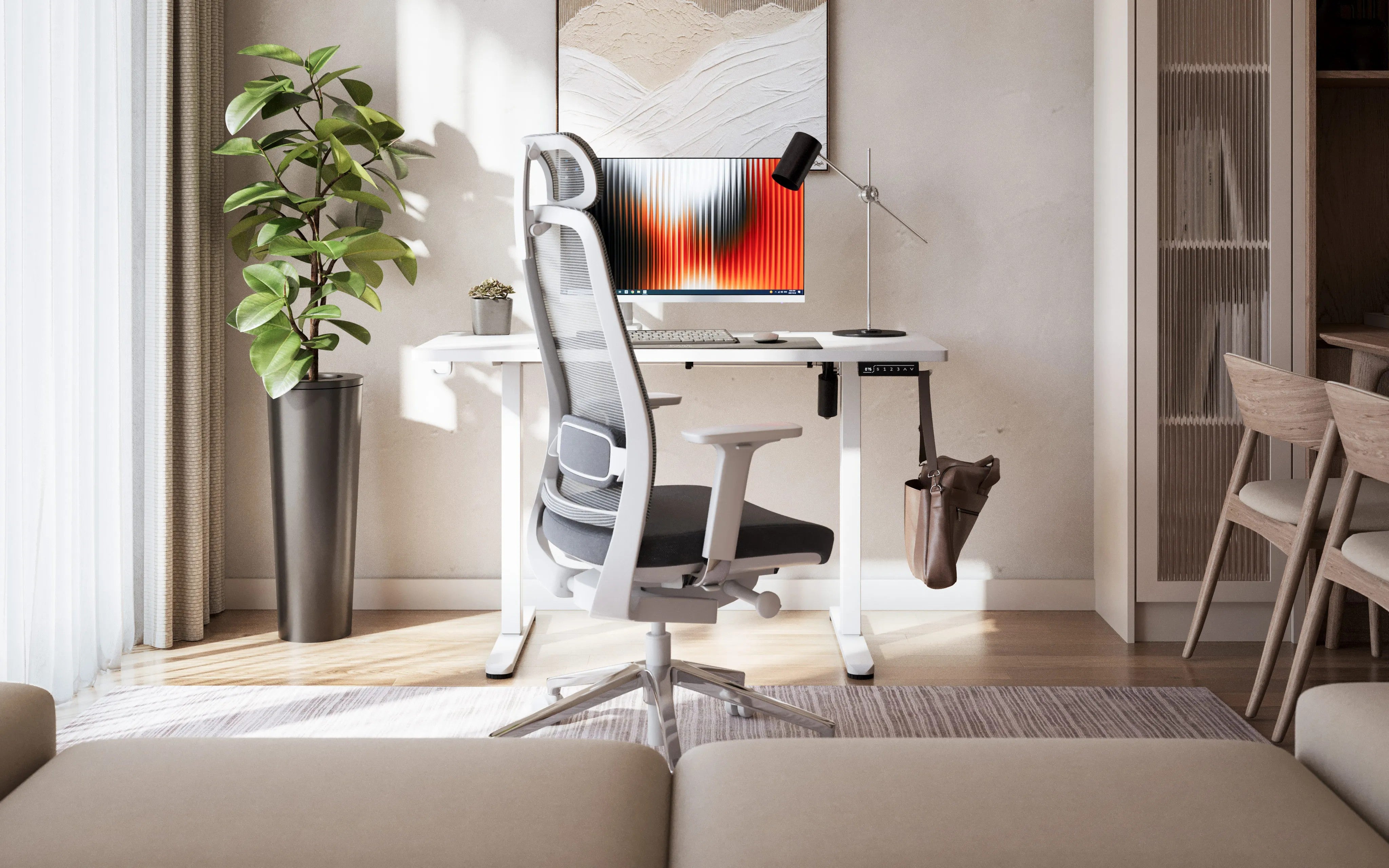 Mark Adler Leader 6.9 bílý elektricky nastavitelný stůl 120 cm 