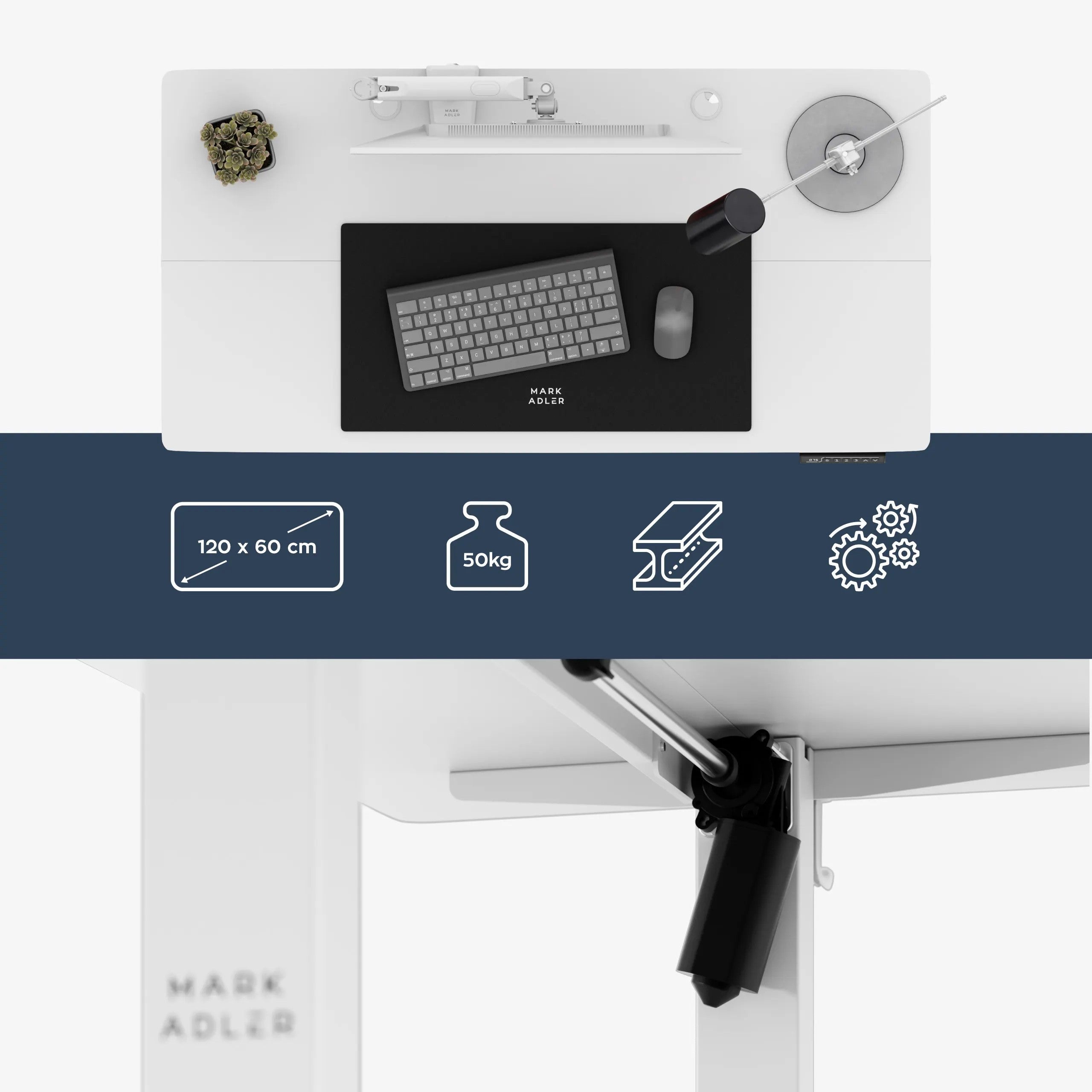 Mark Adler Leader 6.9 bílý elektricky nastavitelný stůl 120 cm 
