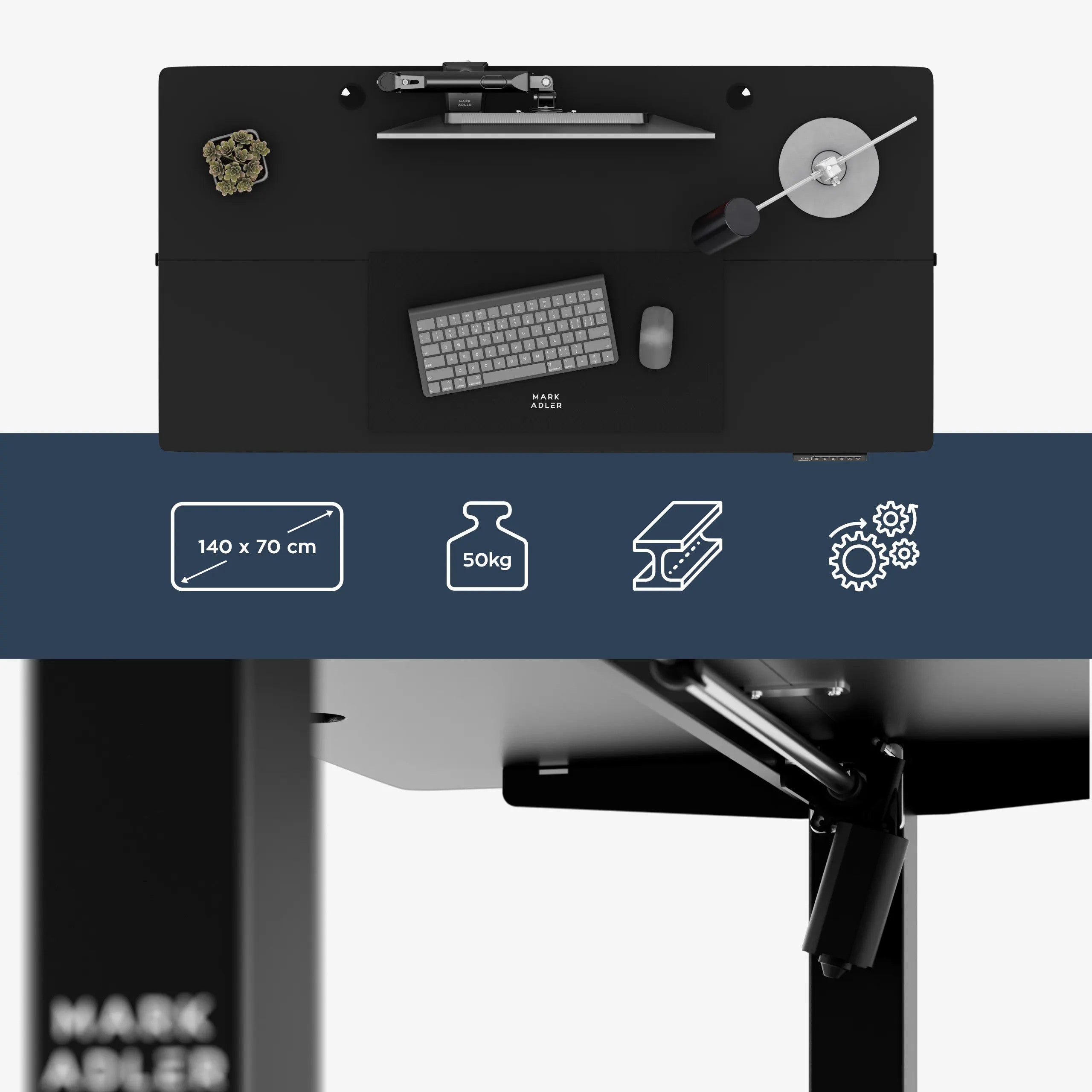 Mark Adler Leader 7.3 Elektrický stůl, černý, 140 cm 