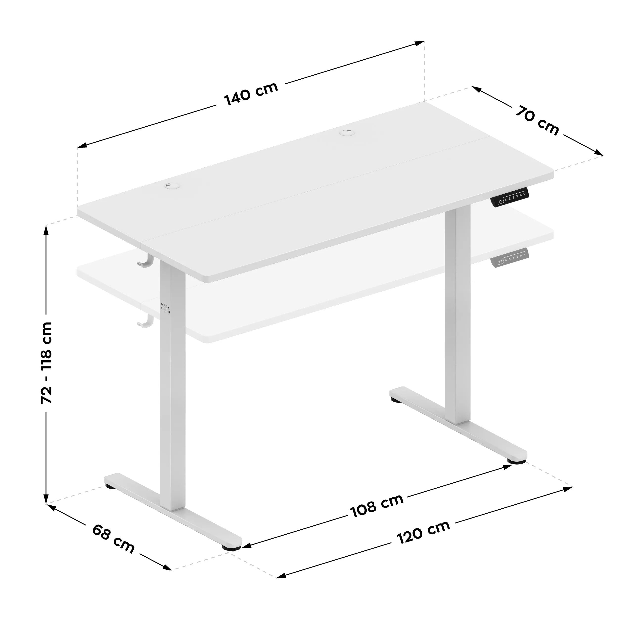 Mark Adler Leader 7.3 bílý elektrický stůl 140 cm 