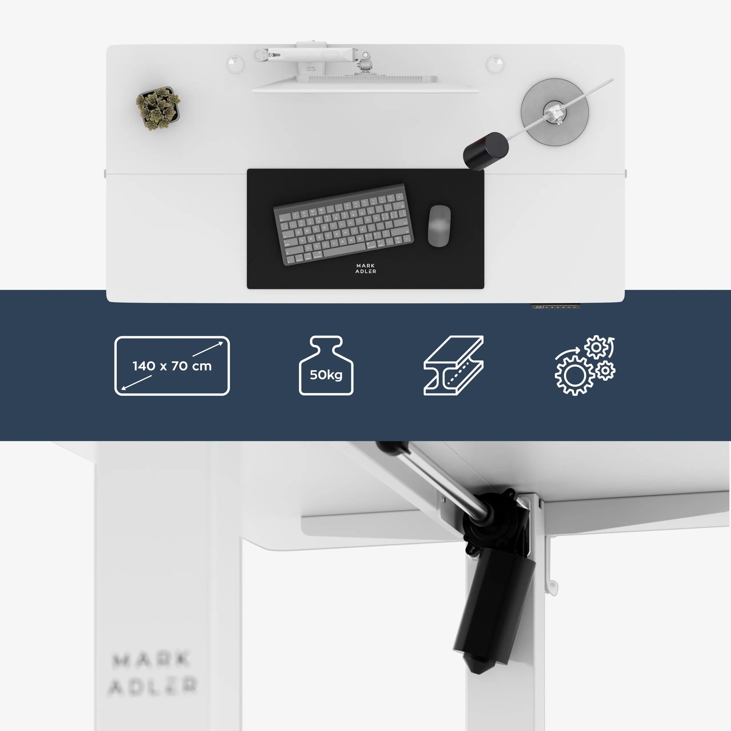 Mark Adler Leader 7.3 bílý elektrický stůl 140 cm 