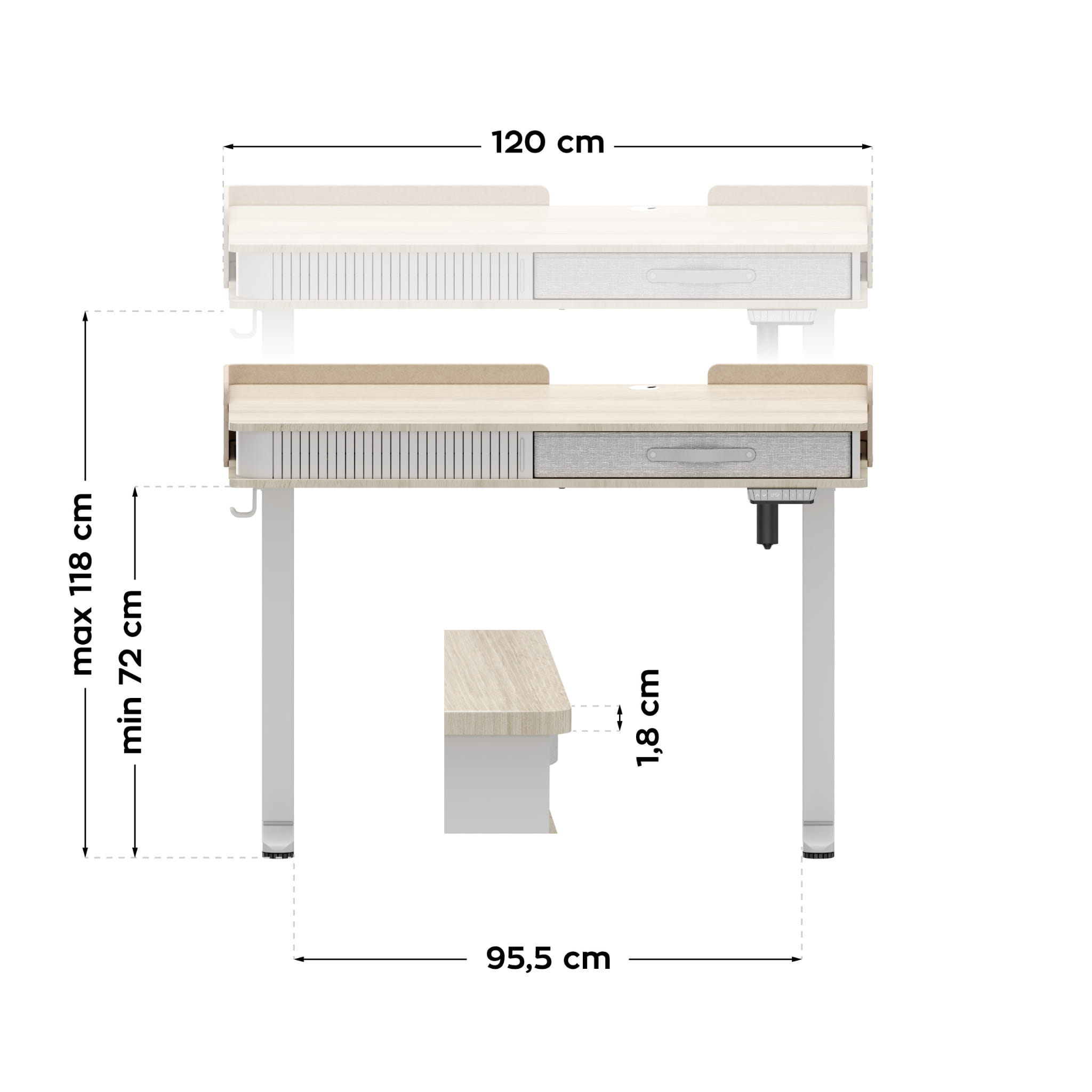 Mark Adler Leader 8.0 elektrický stůl bílý 120 cm 