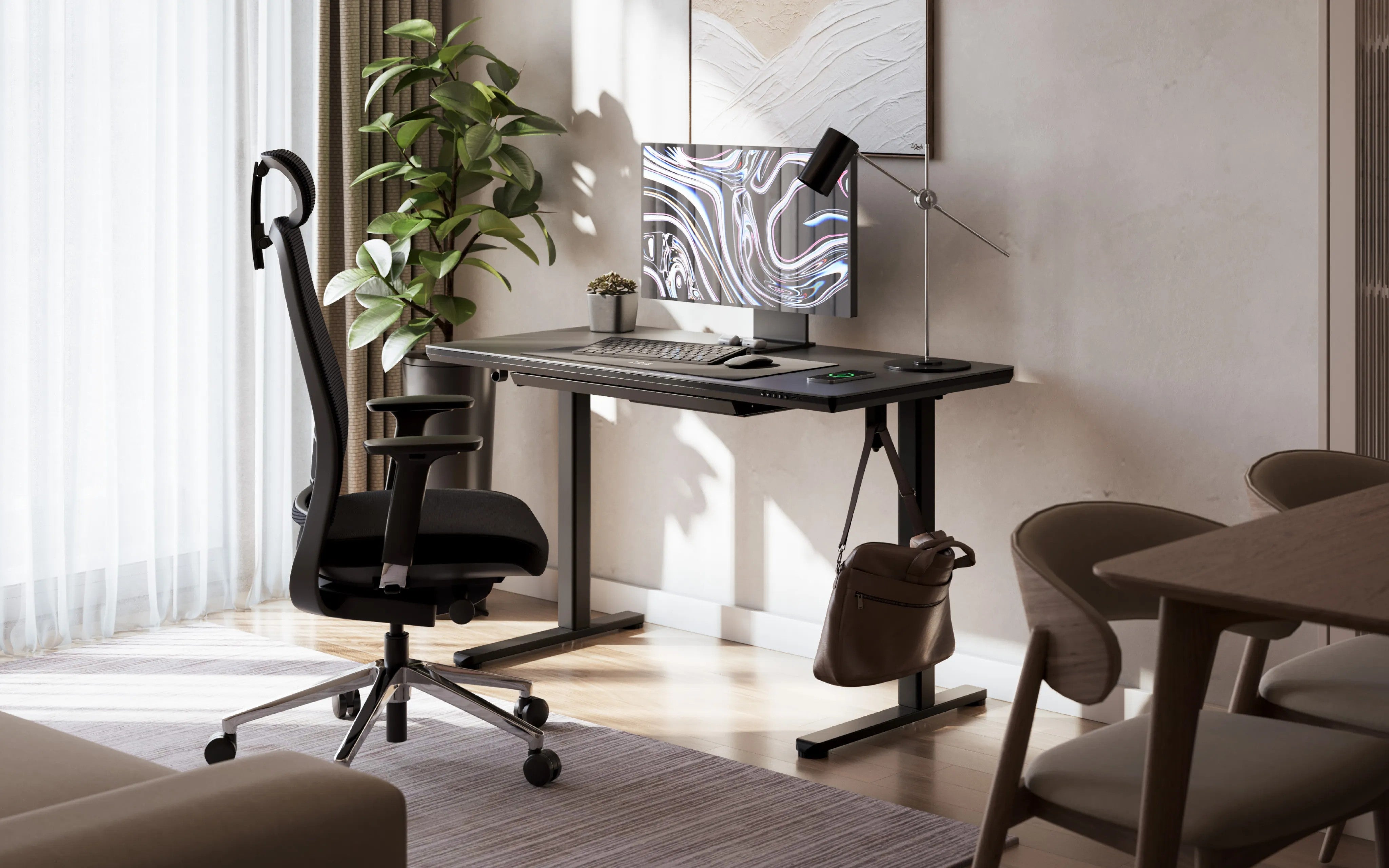 Elektrický stůl Mark Adler Leader 8.5, černý, se skleněnou deskou 