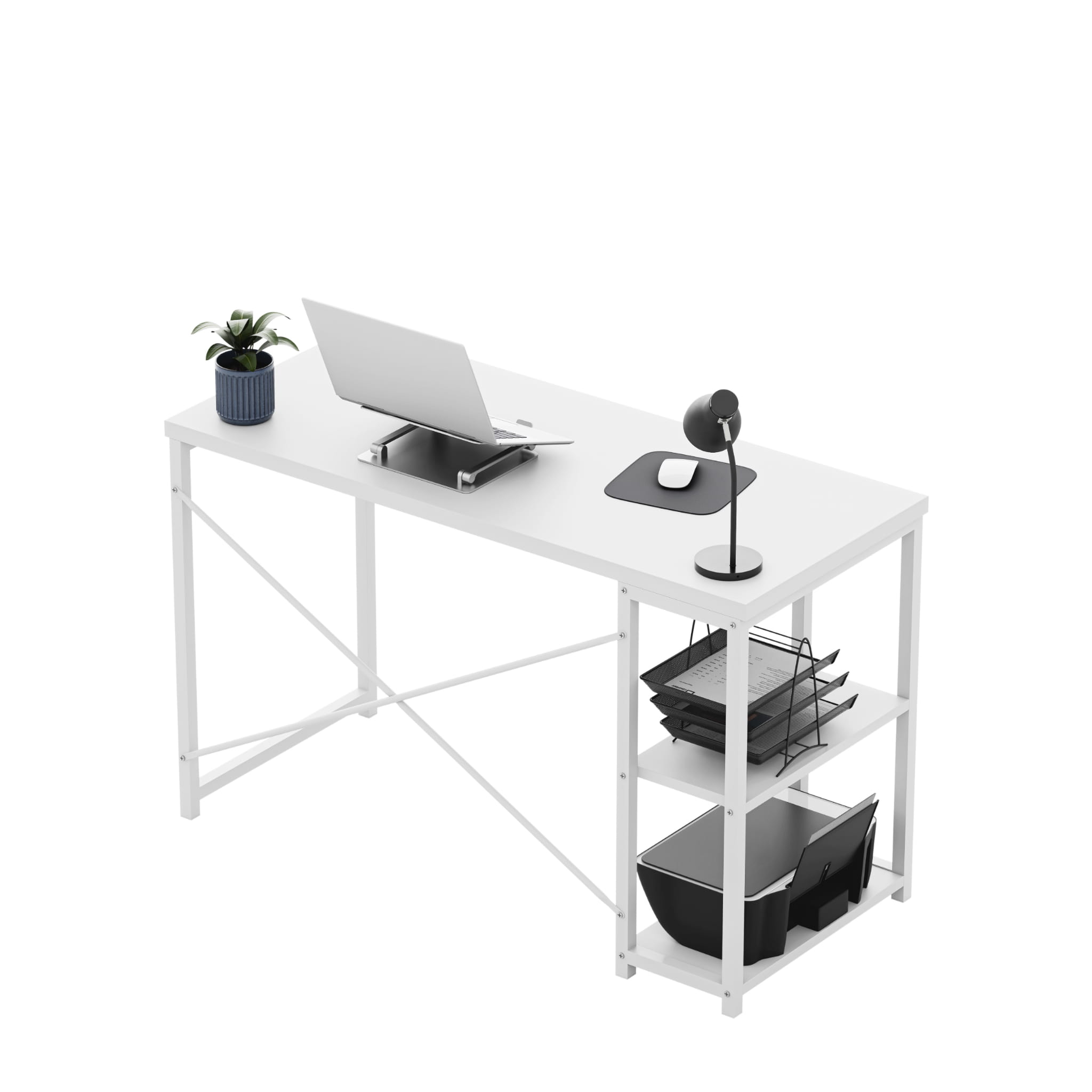 Psací stůl Mark Adler Leader 2.0 bílý 120 cm s policemi 