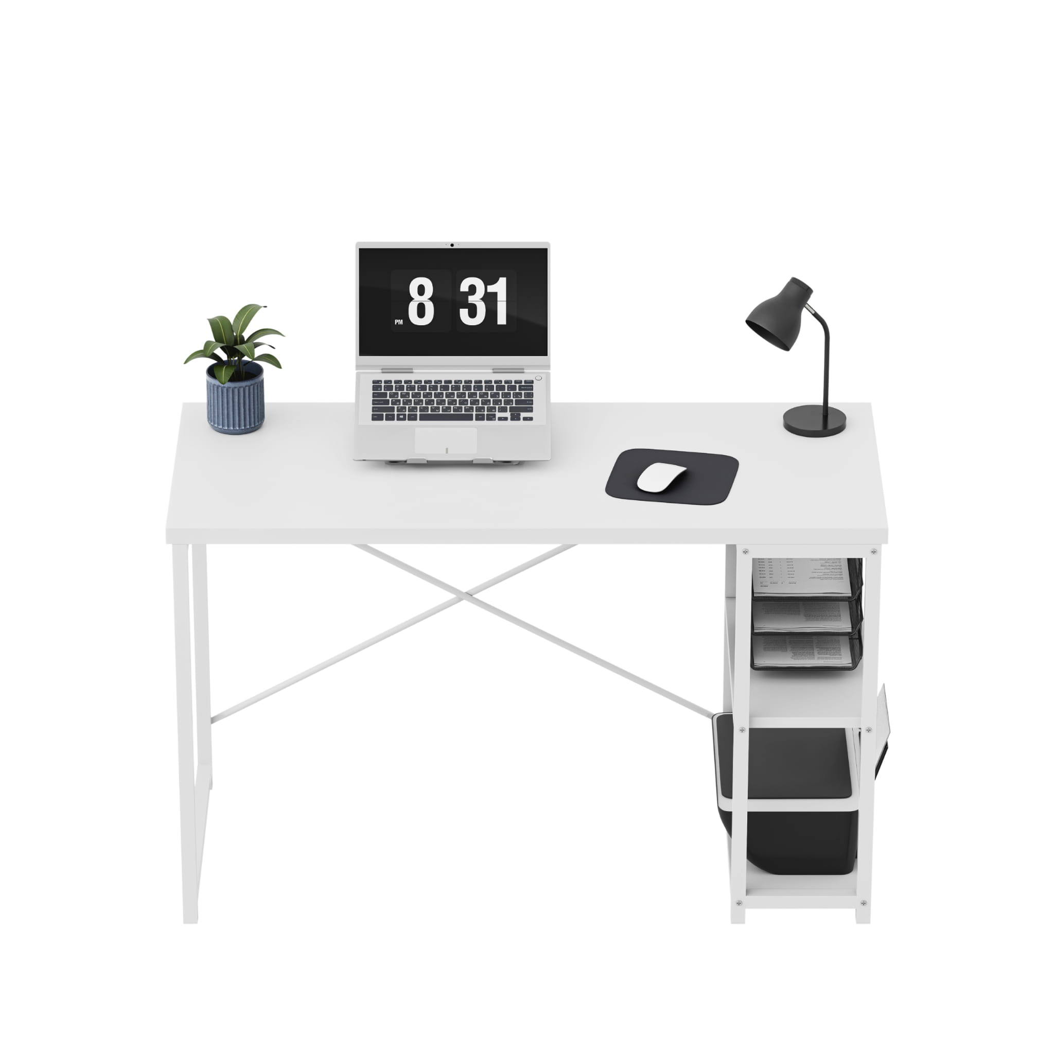 Psací stůl Mark Adler Leader 2.0 bílý 120 cm s policemi 