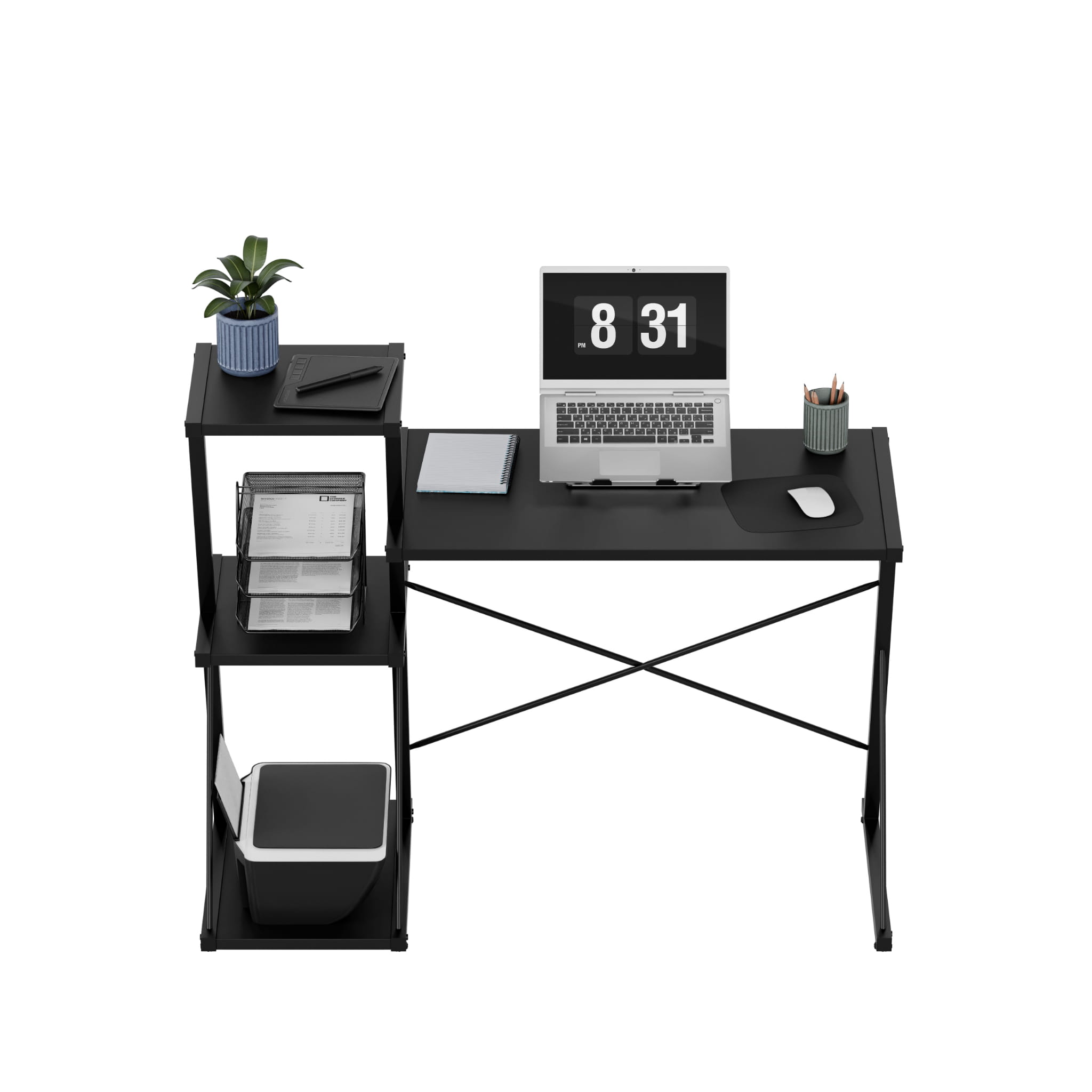 Psací stůl Mark Adler Leader 3.5 černý 116 cm s policemi 