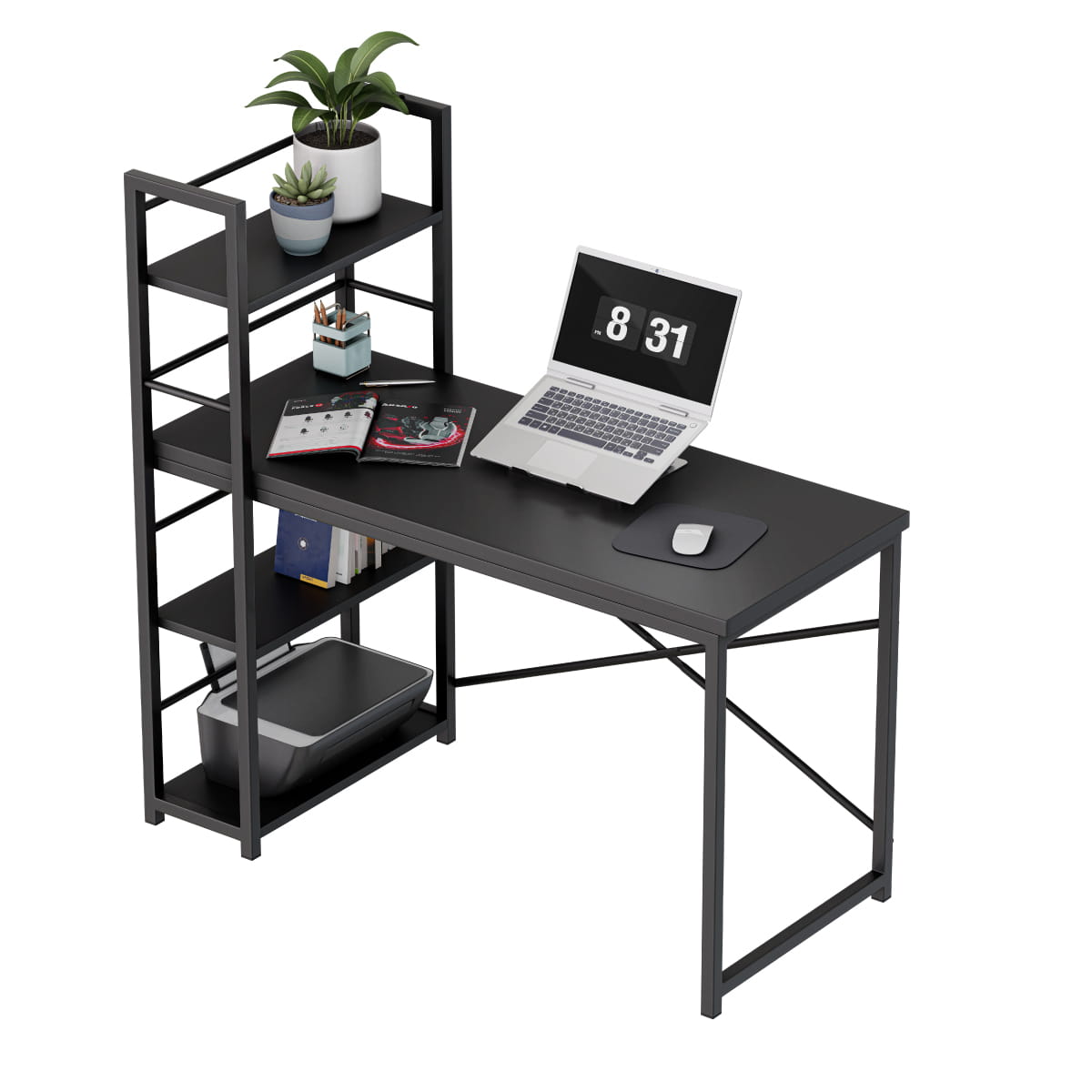 Mark Adler Leader 4.0 černý psací stůl 120 cm s policemi 