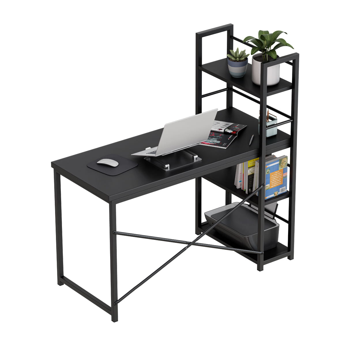 Mark Adler Leader 4.0 černý psací stůl 120 cm s policemi 