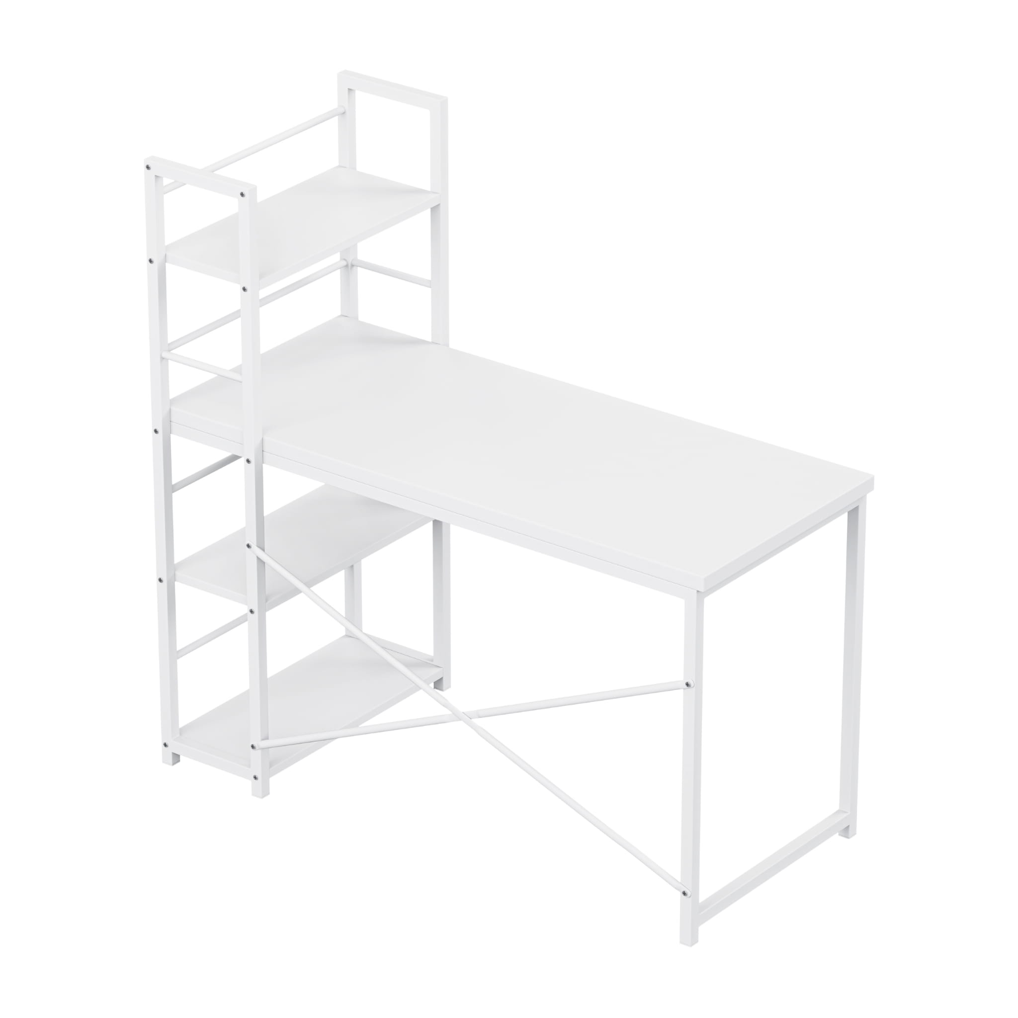 Psací stůl Mark Adler Leader 4.0 bílý 120 cm s policemi 