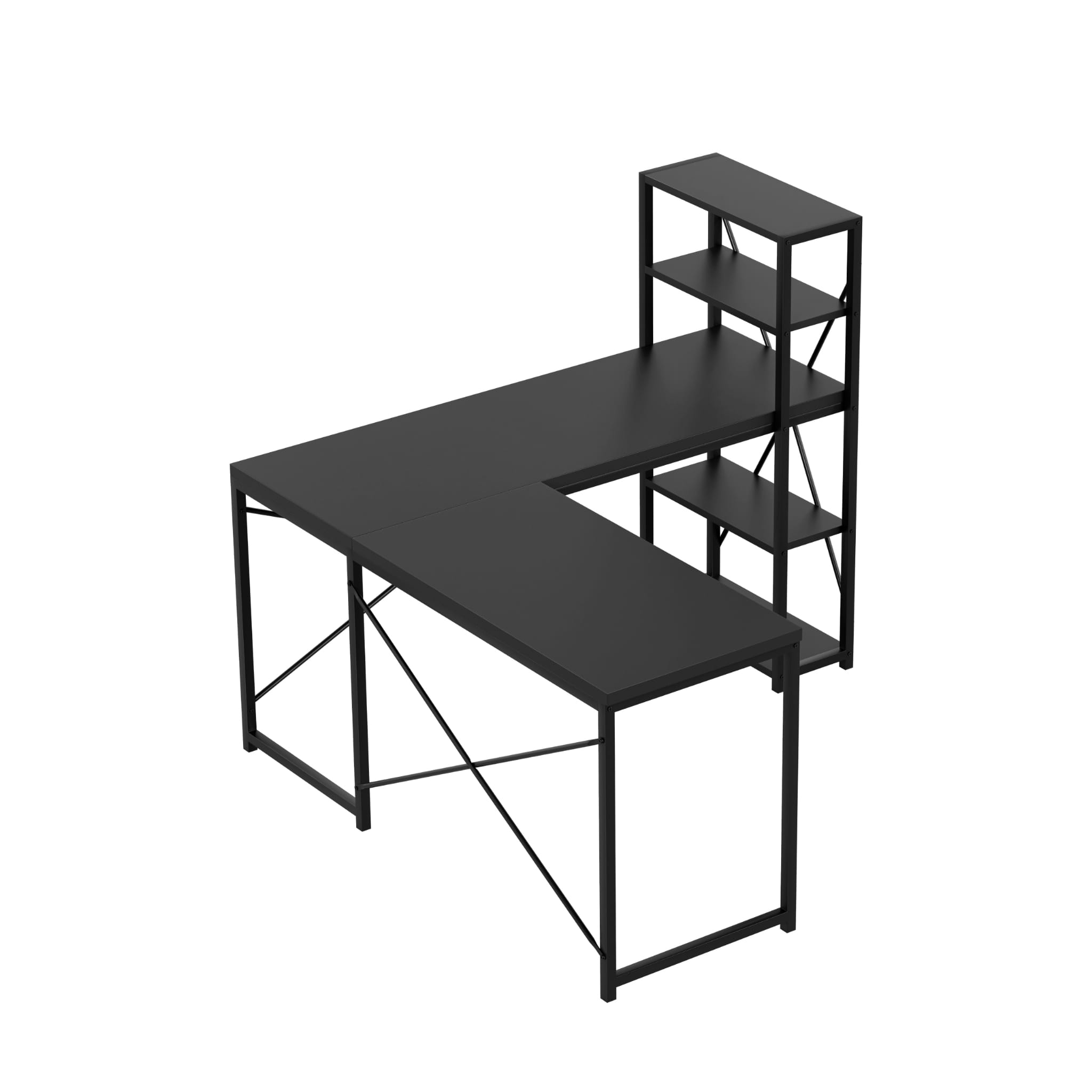 Mark Adler Leader 5.9 Černý rohový psací stůl s policemi 145 cm 