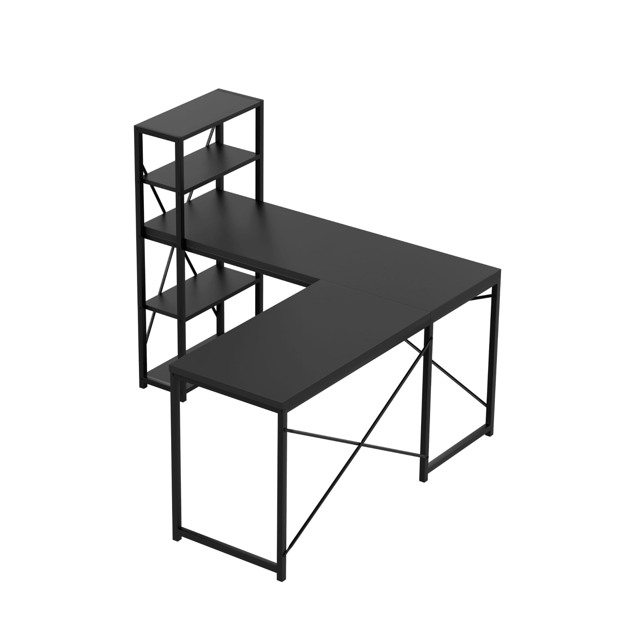 Mark Adler Leader 5.9 Černý rohový psací stůl s policemi 145 cm 