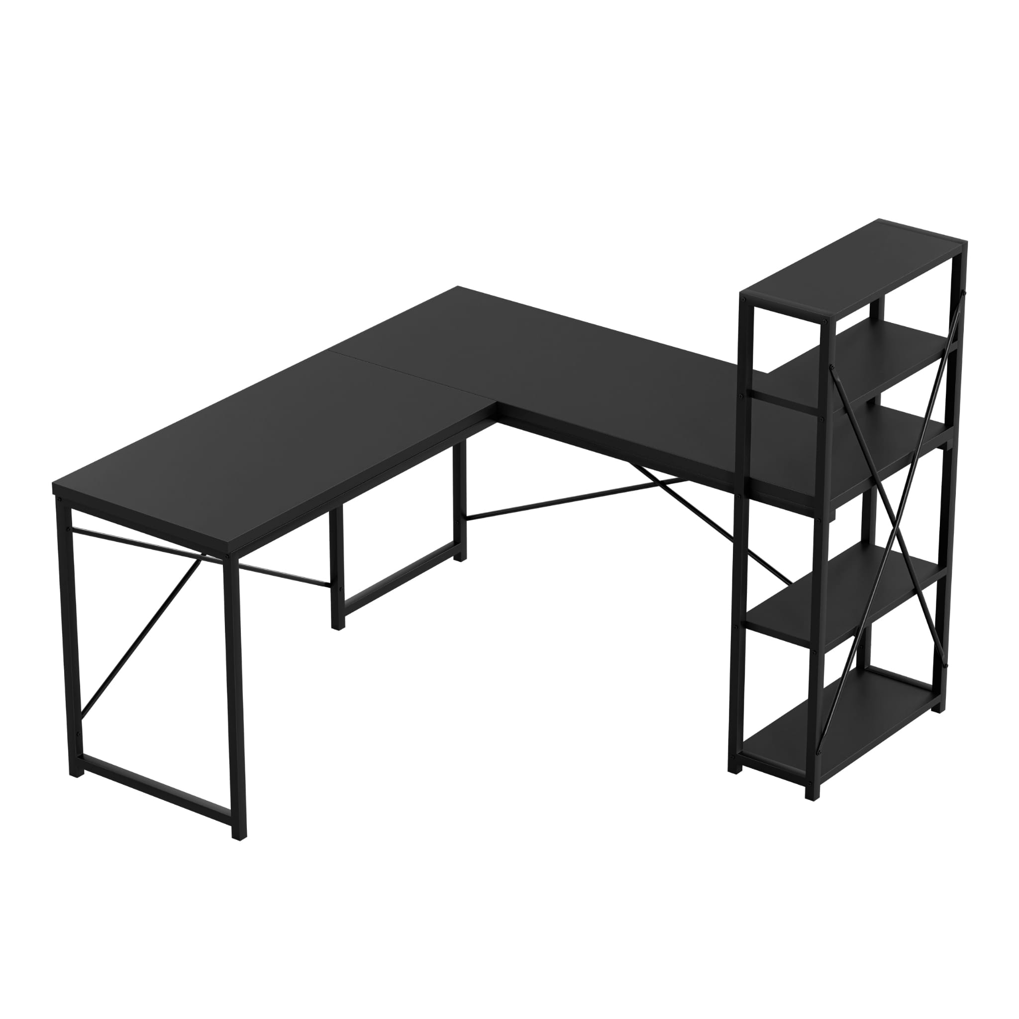 Mark Adler Leader 5.9 Černý rohový psací stůl s policemi 145 cm 