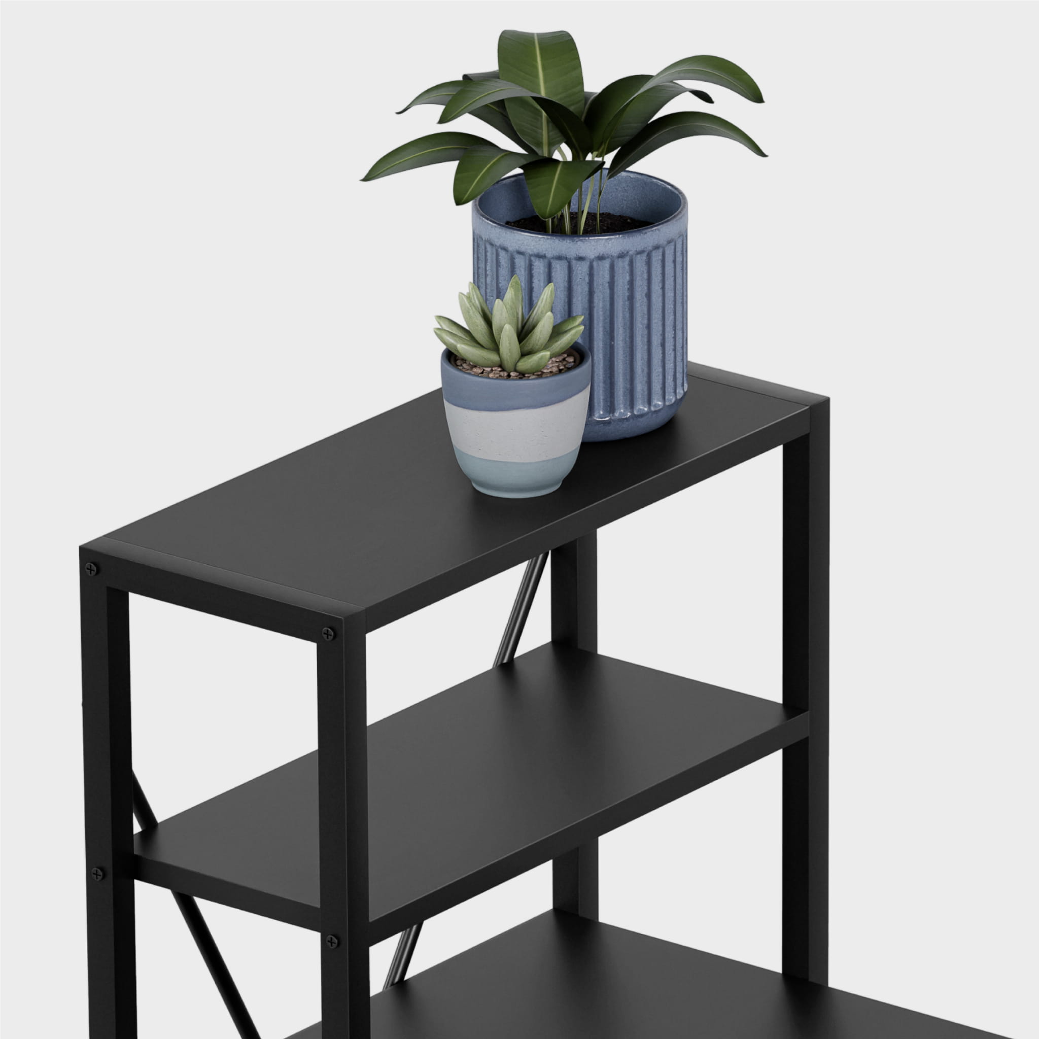 Mark Adler Leader 5.9 Černý rohový psací stůl s policemi 145 cm 