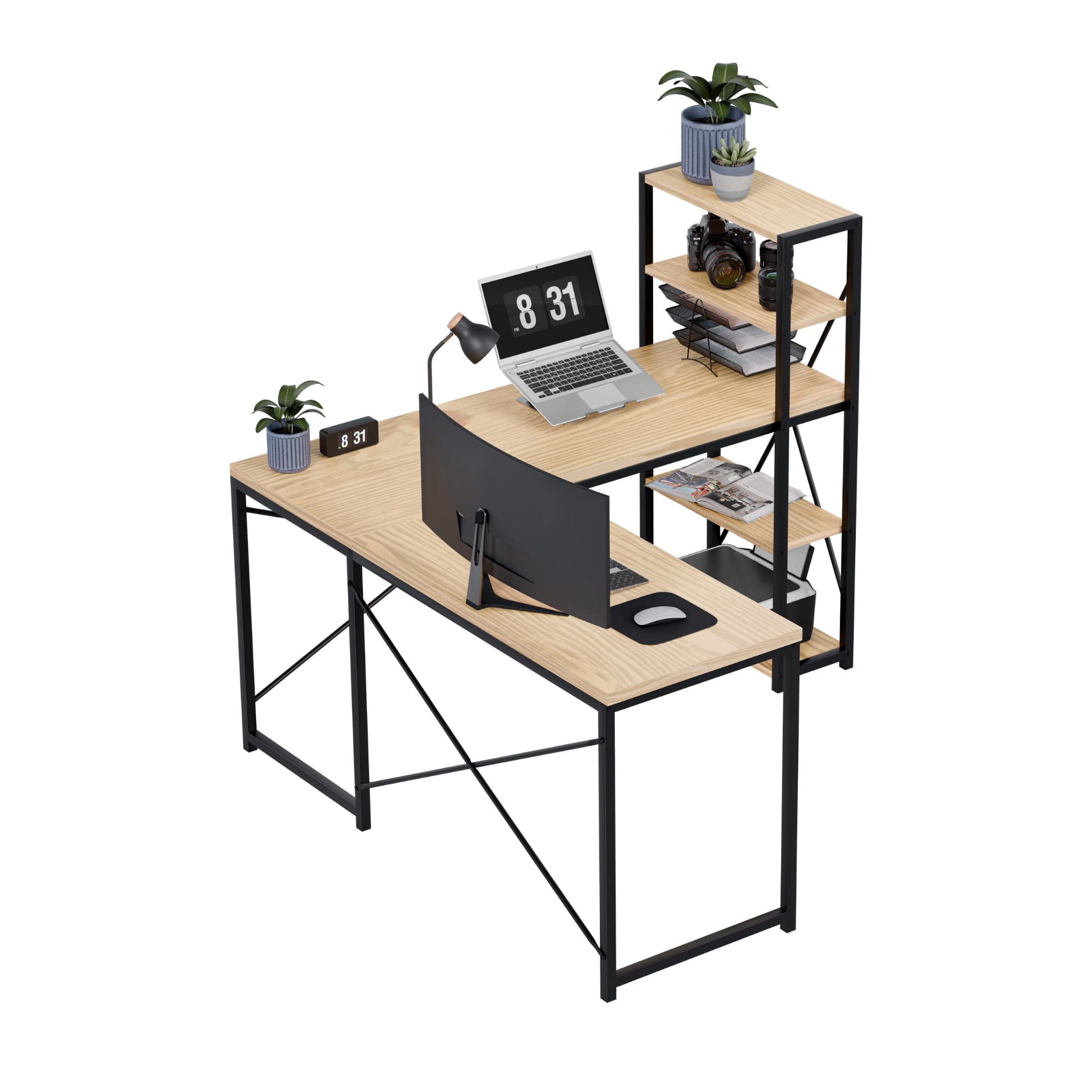 Rohový psací stůl Mark Adler Leader 5.9 s policemi 145 cm 