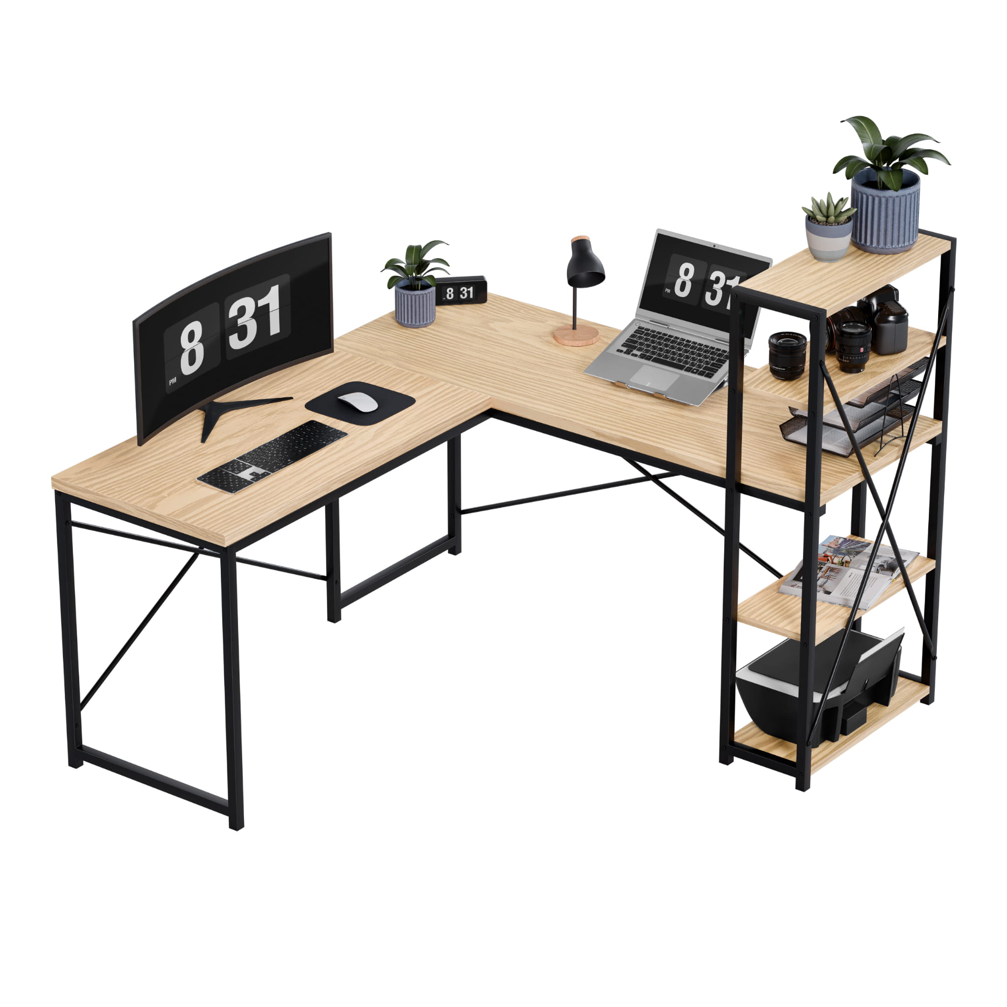 Rohový psací stůl Mark Adler Leader 5.9 s policemi 145 cm 