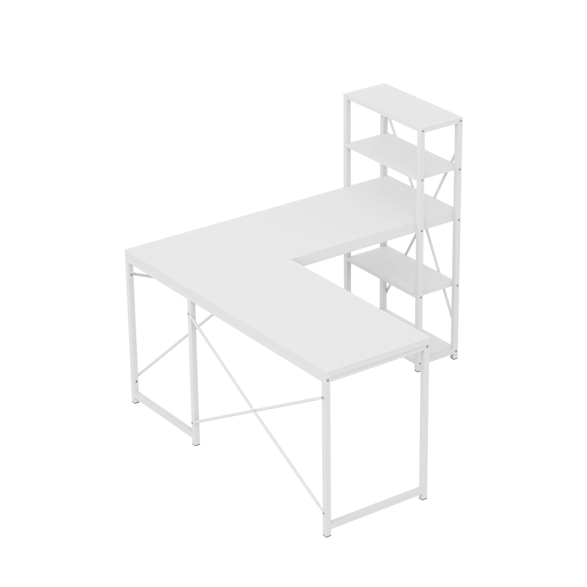 Mark Adler Leader 5.9 bílý rohový psací stůl s policemi 145 cm 