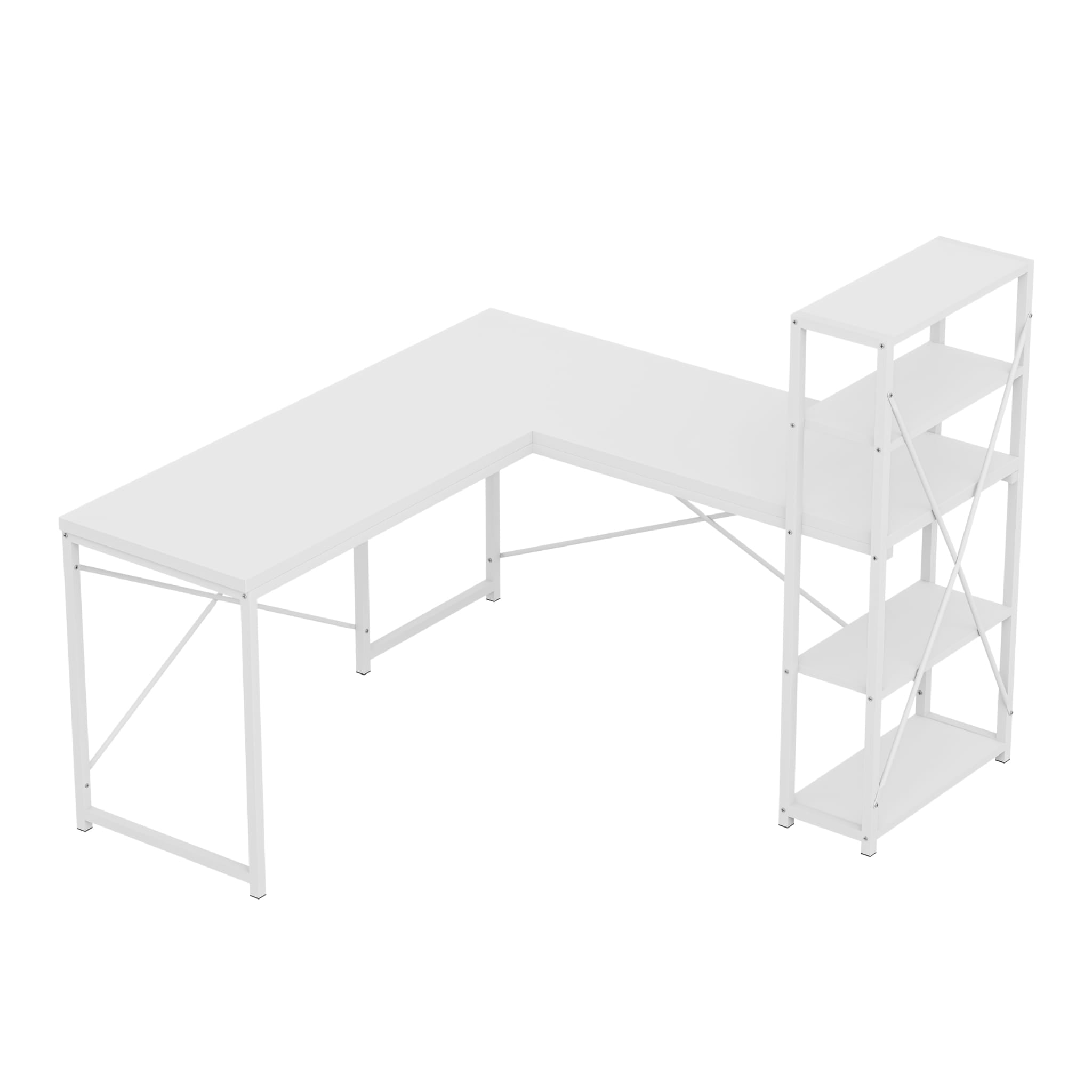 Mark Adler Leader 5.9 bílý rohový psací stůl s policemi 145 cm 