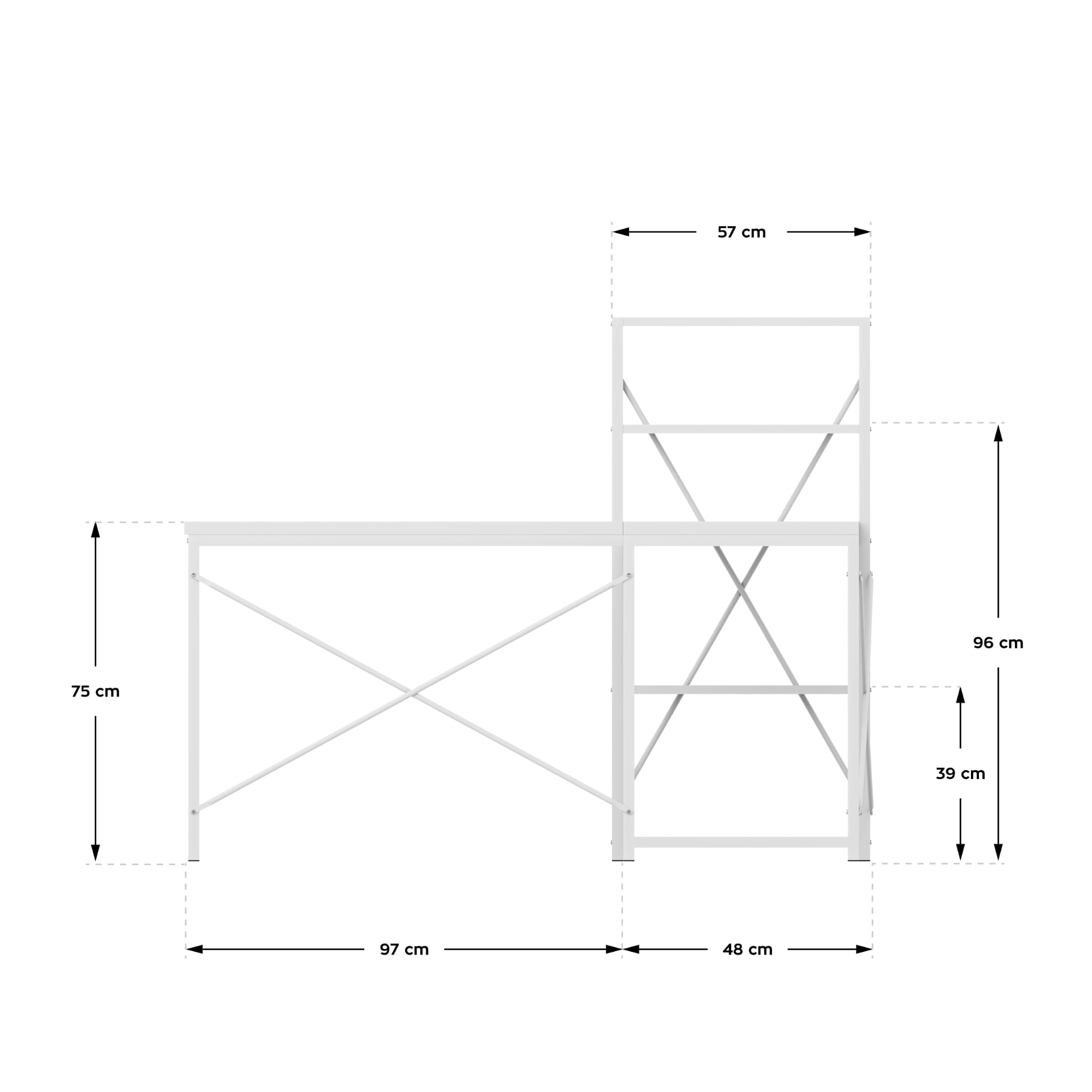 Mark Adler Leader 5.9 bílý rohový psací stůl s policemi 145 cm 