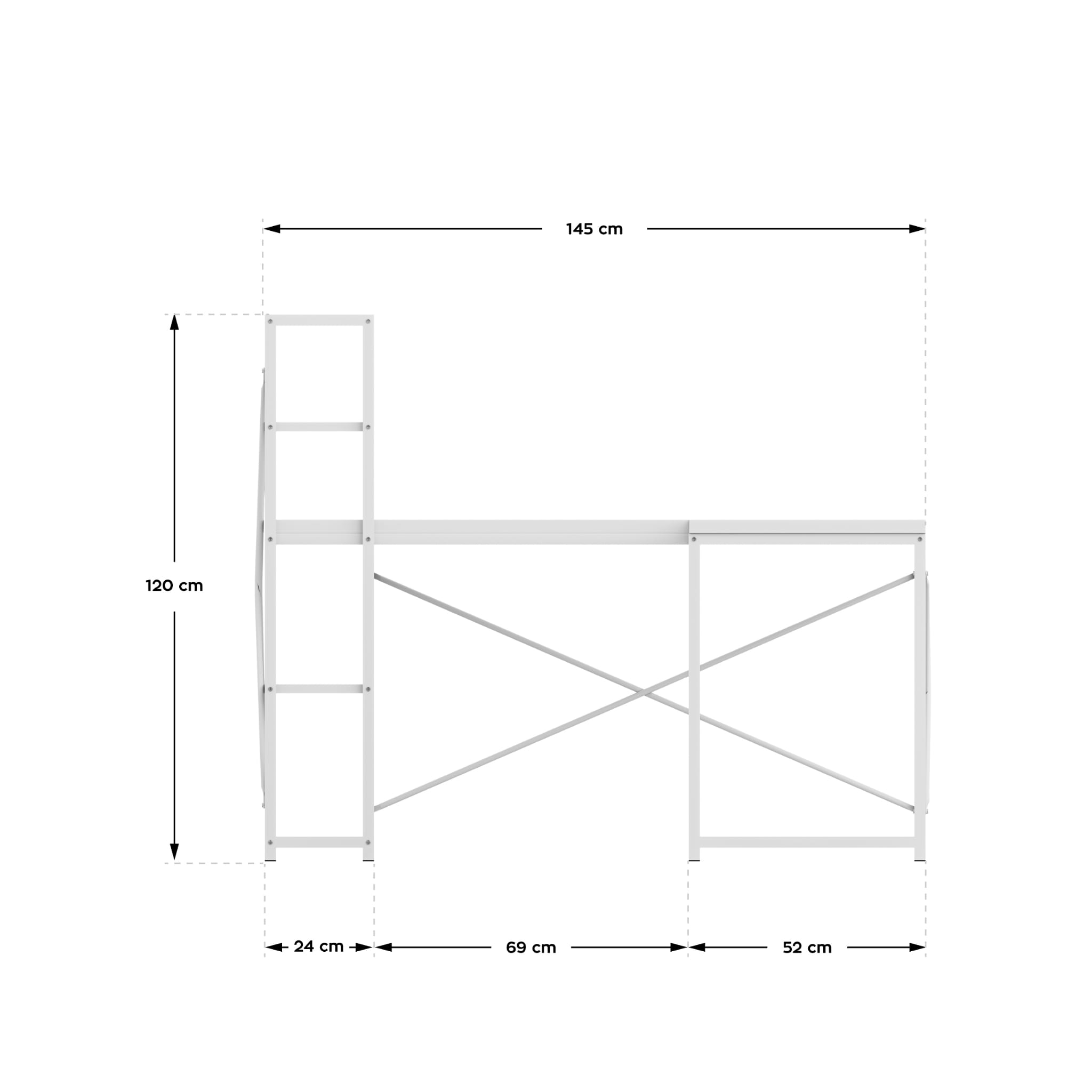 Mark Adler Leader 5.9 bílý rohový psací stůl s policemi 145 cm 