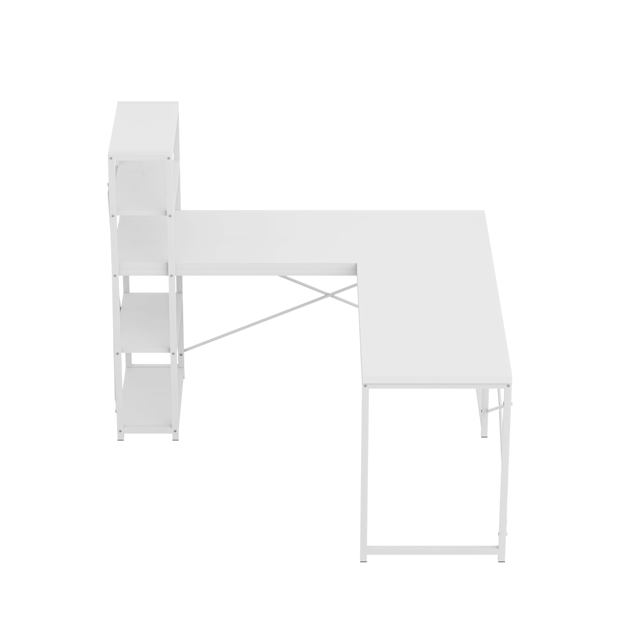 Mark Adler Leader 5.9 bílý rohový psací stůl s policemi 145 cm 