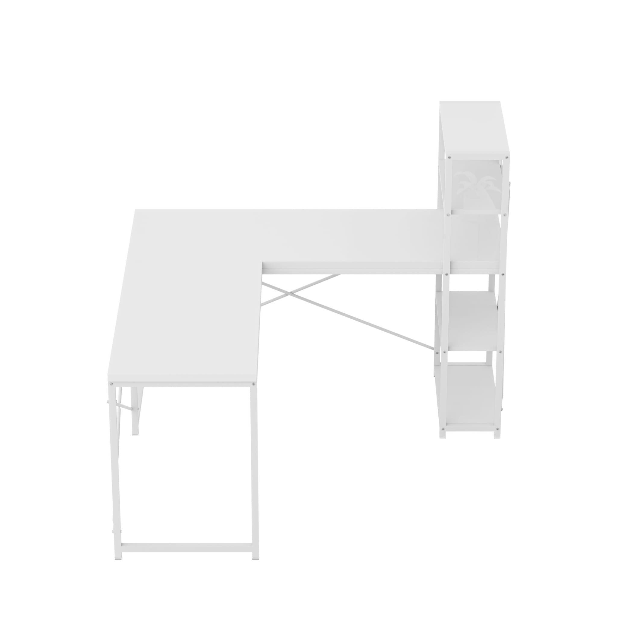 Mark Adler Leader 5.9 bílý rohový psací stůl s policemi 145 cm 