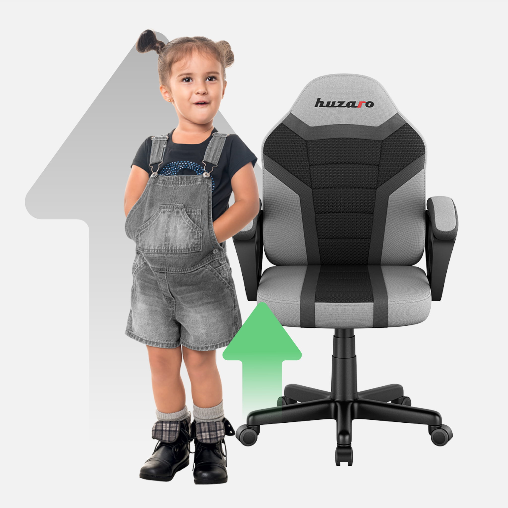 Herní židle HUZARO RANGER 1.0 šedá síťovina pro děti 