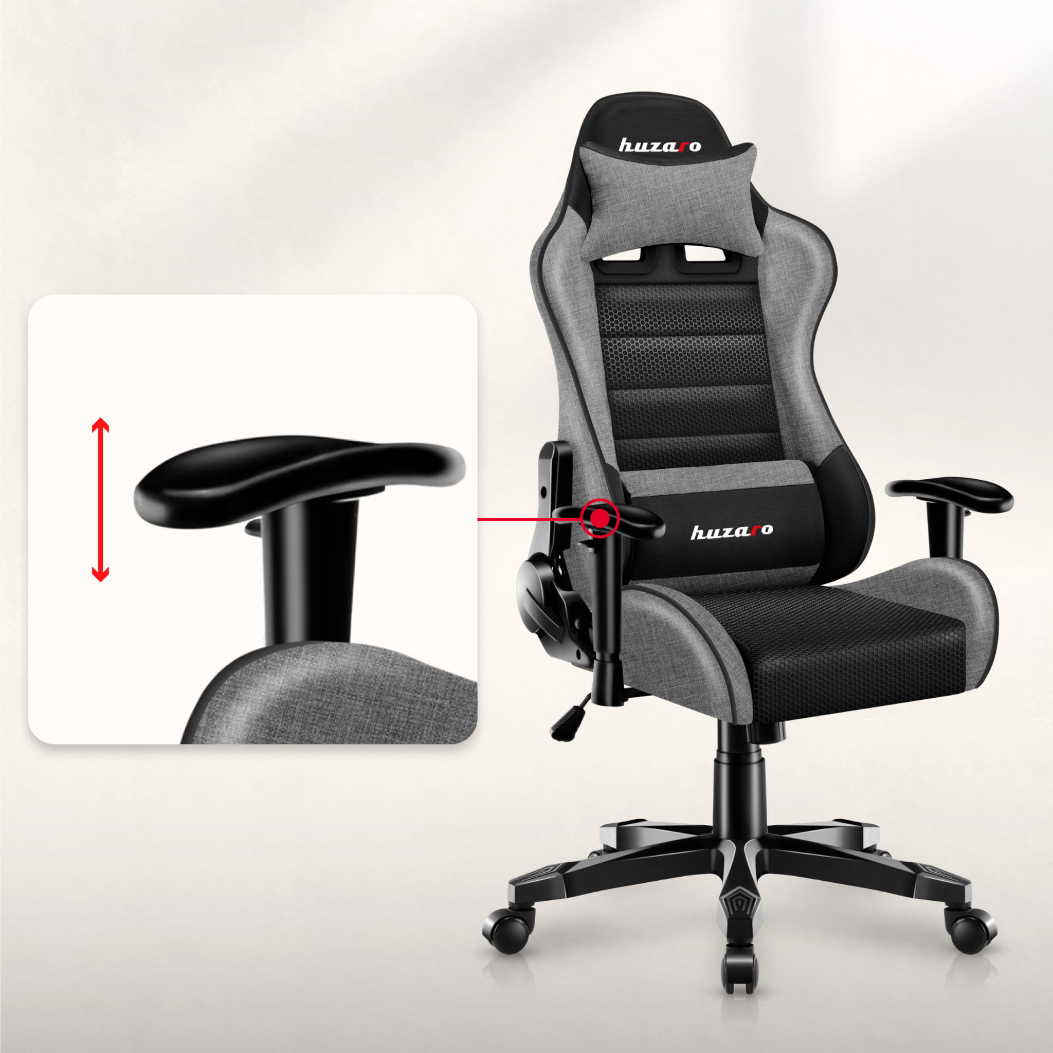 Herní židle HUZARO RANGER 6.0 šedá síťovina pro děti 