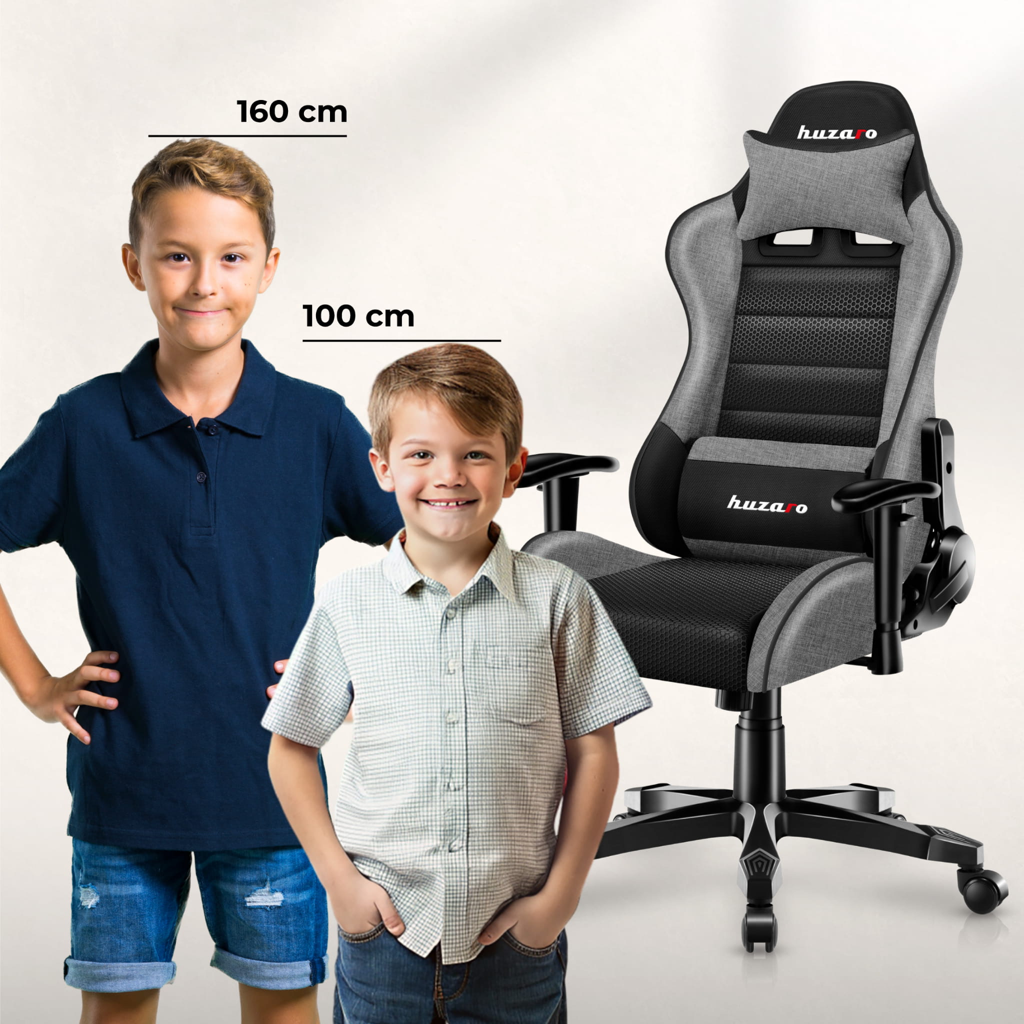 Herní židle HUZARO RANGER 6.0 šedá síťovina pro děti 