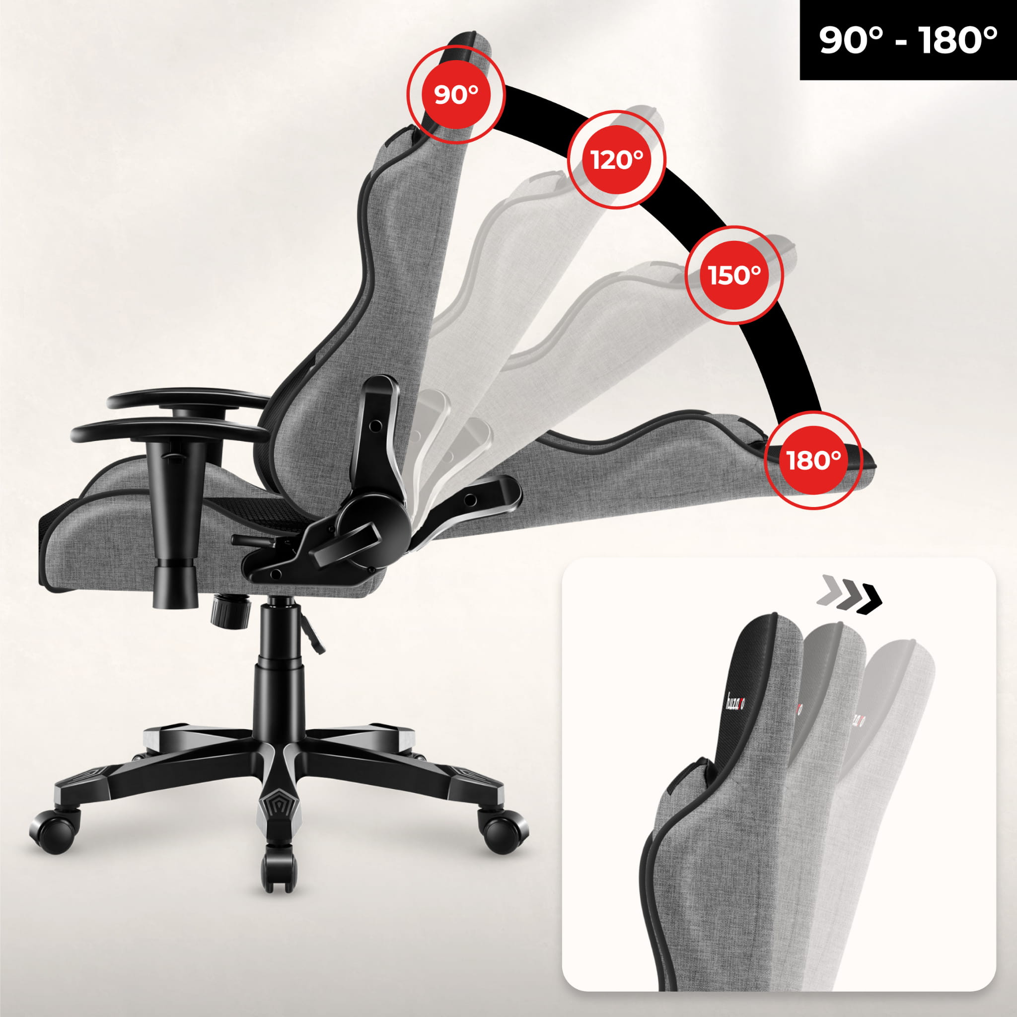 Herní židle HUZARO RANGER 6.0 šedá síťovina pro děti 