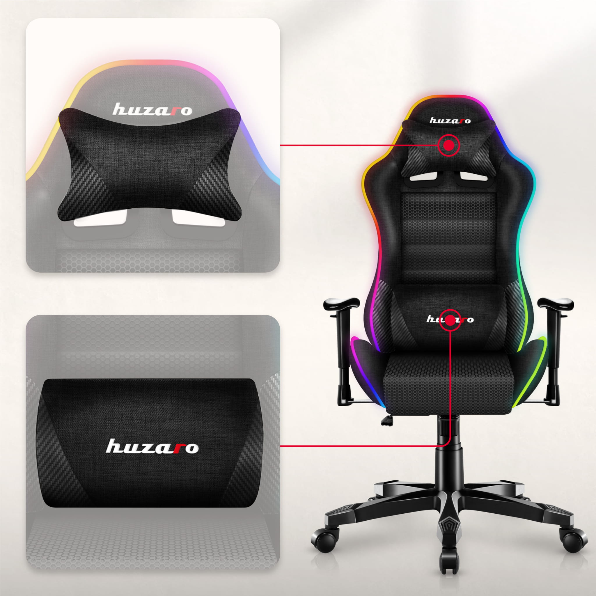 Herní židle HUZARO RANGER 6.0 RGB Mesh pro děti 