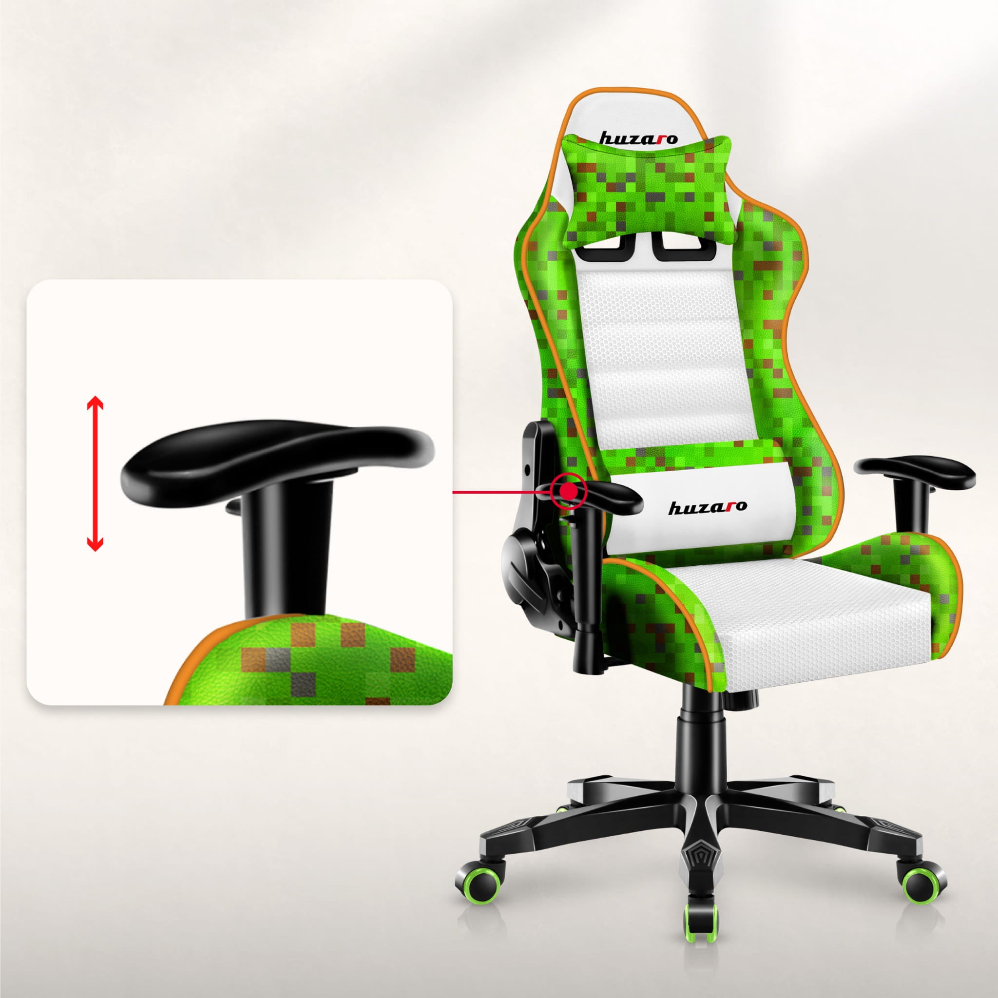 Dětská herní židle Huzaro Ranger 6.0 Pixel bílá