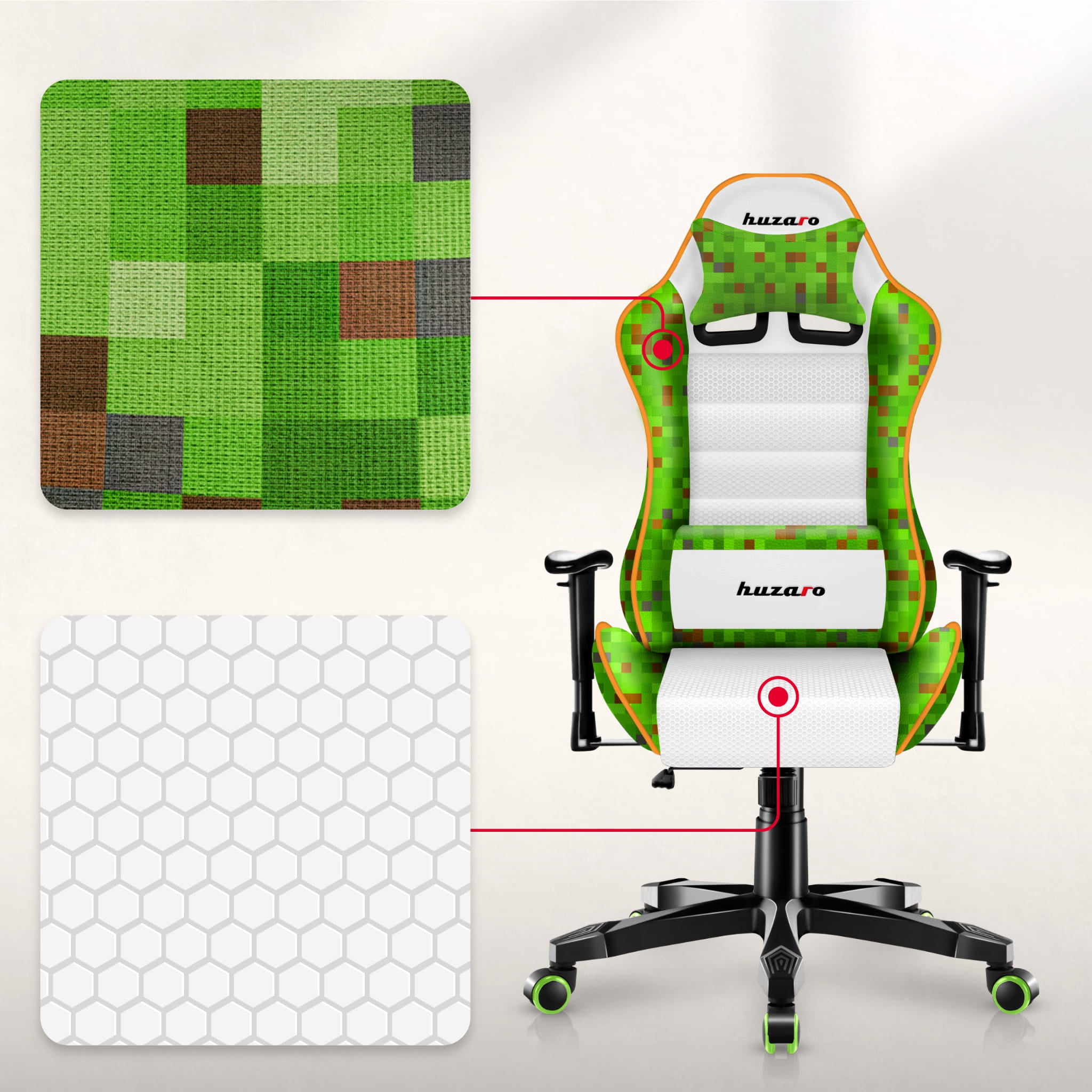 Dětská herní židle Huzaro Ranger 6.0 Pixel bílá