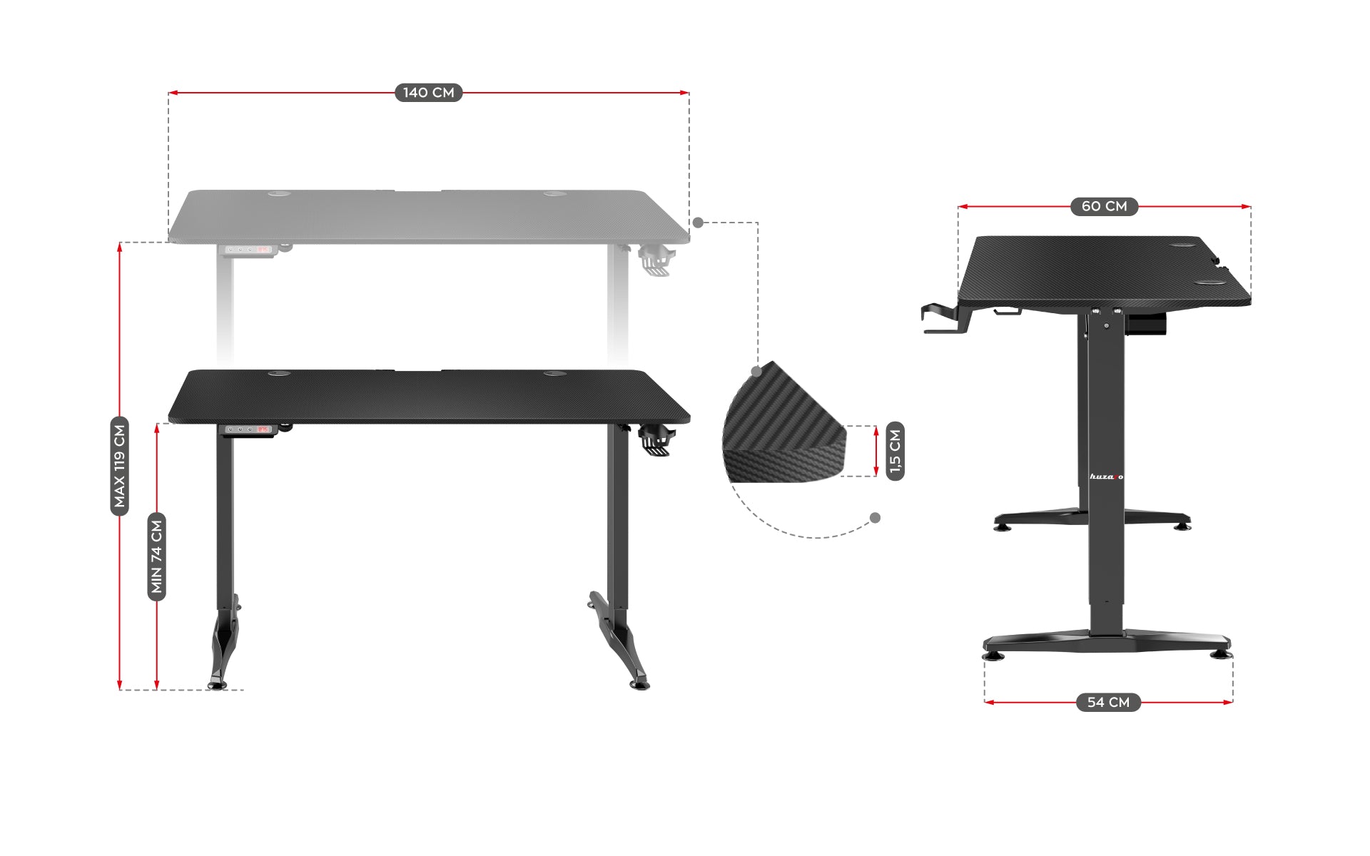 Elektrický stůl Huzaro Hero 8.5 140 cm 