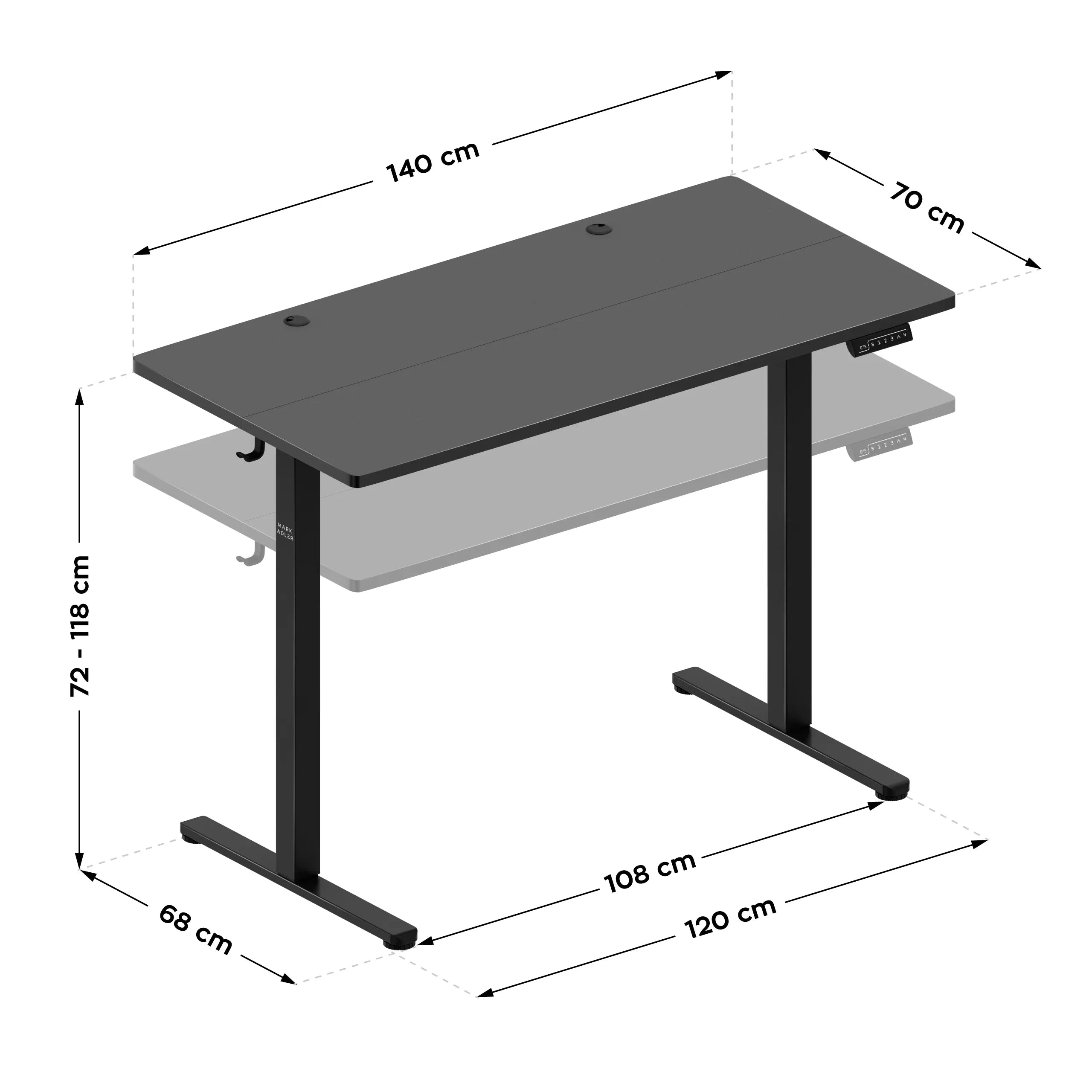 Mark Adler Leader 7.3 Elektrický stůl, černý, 140 cm 