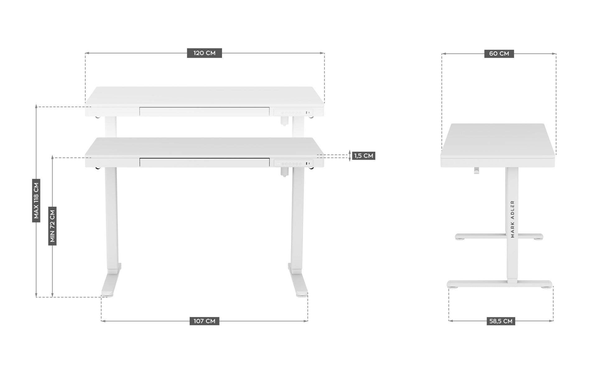 Elektrický stůl Mark Adler Leader 8.2 White 120 cm 
