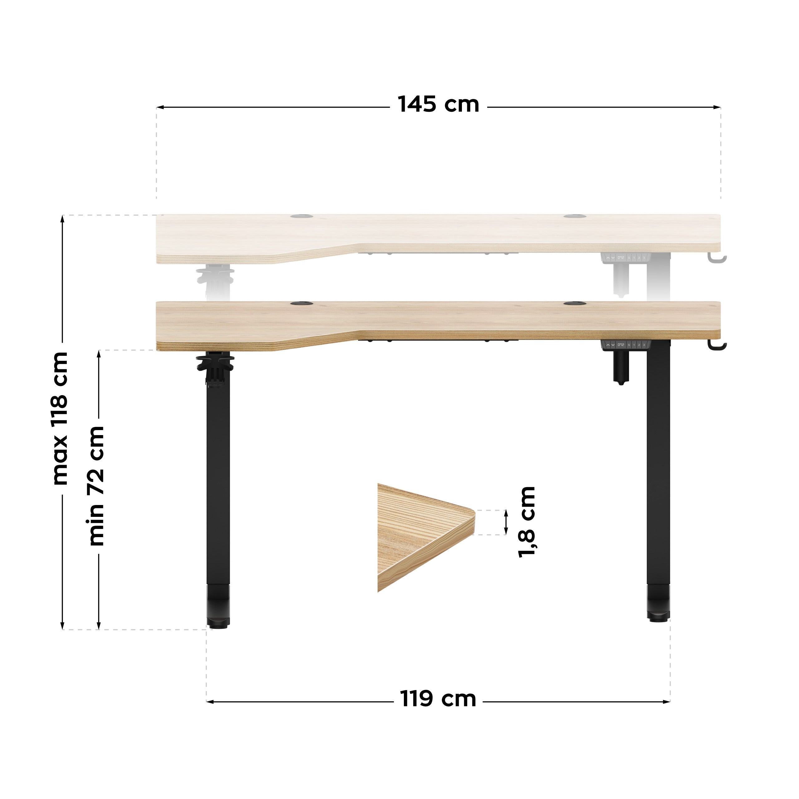 Mark Adler Leader 9.1 Černý elektrický stůl 145 cm 
