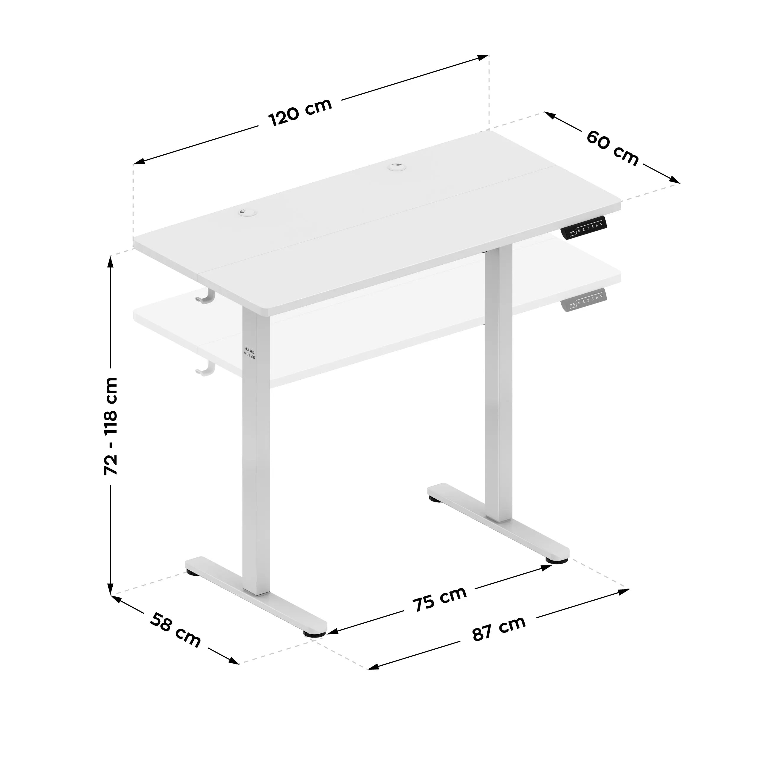 Mark Adler Leader 6.9 bílý elektricky nastavitelný stůl 120 cm 