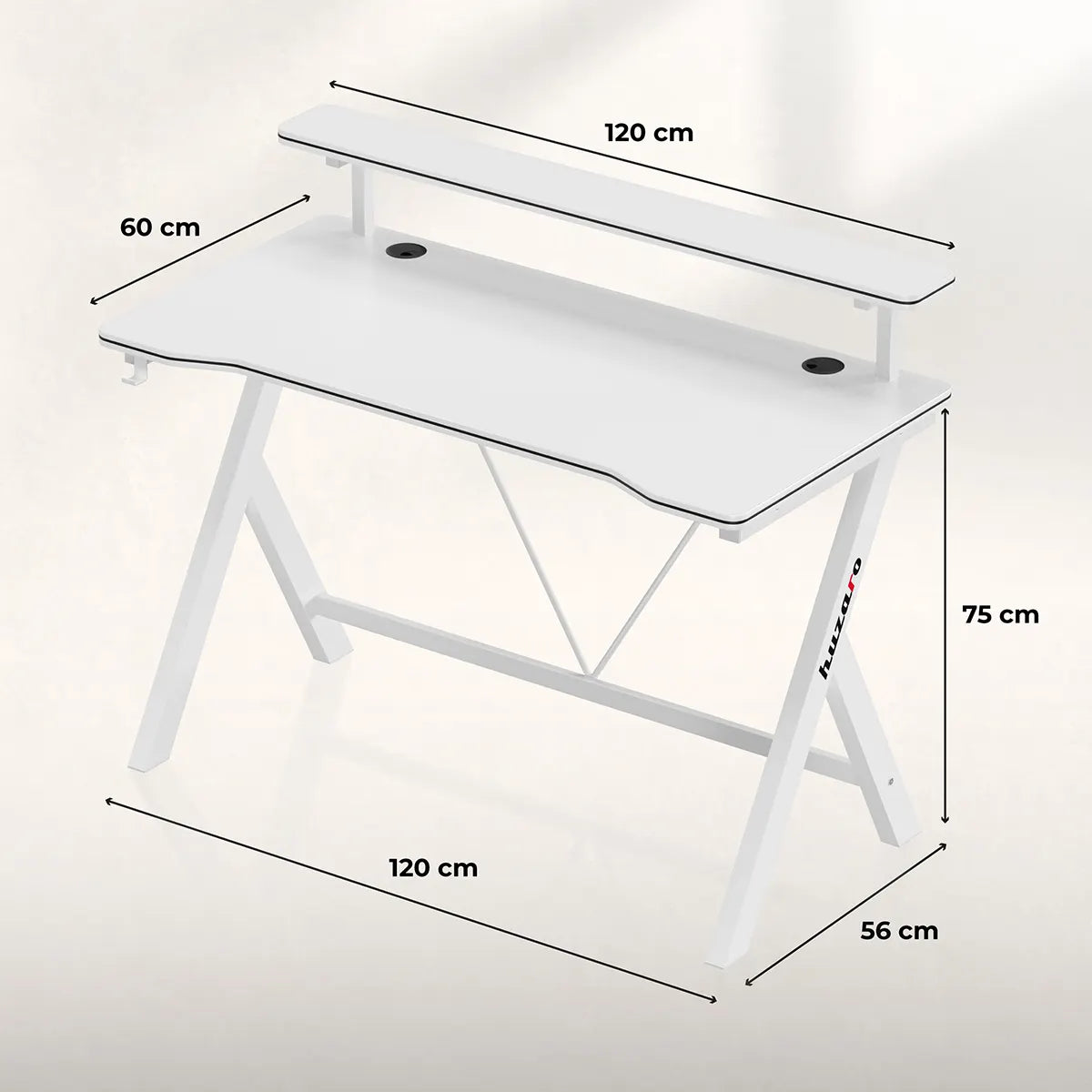 Herní stůl 120 cm Huzaro Hero 1.9 bílý 