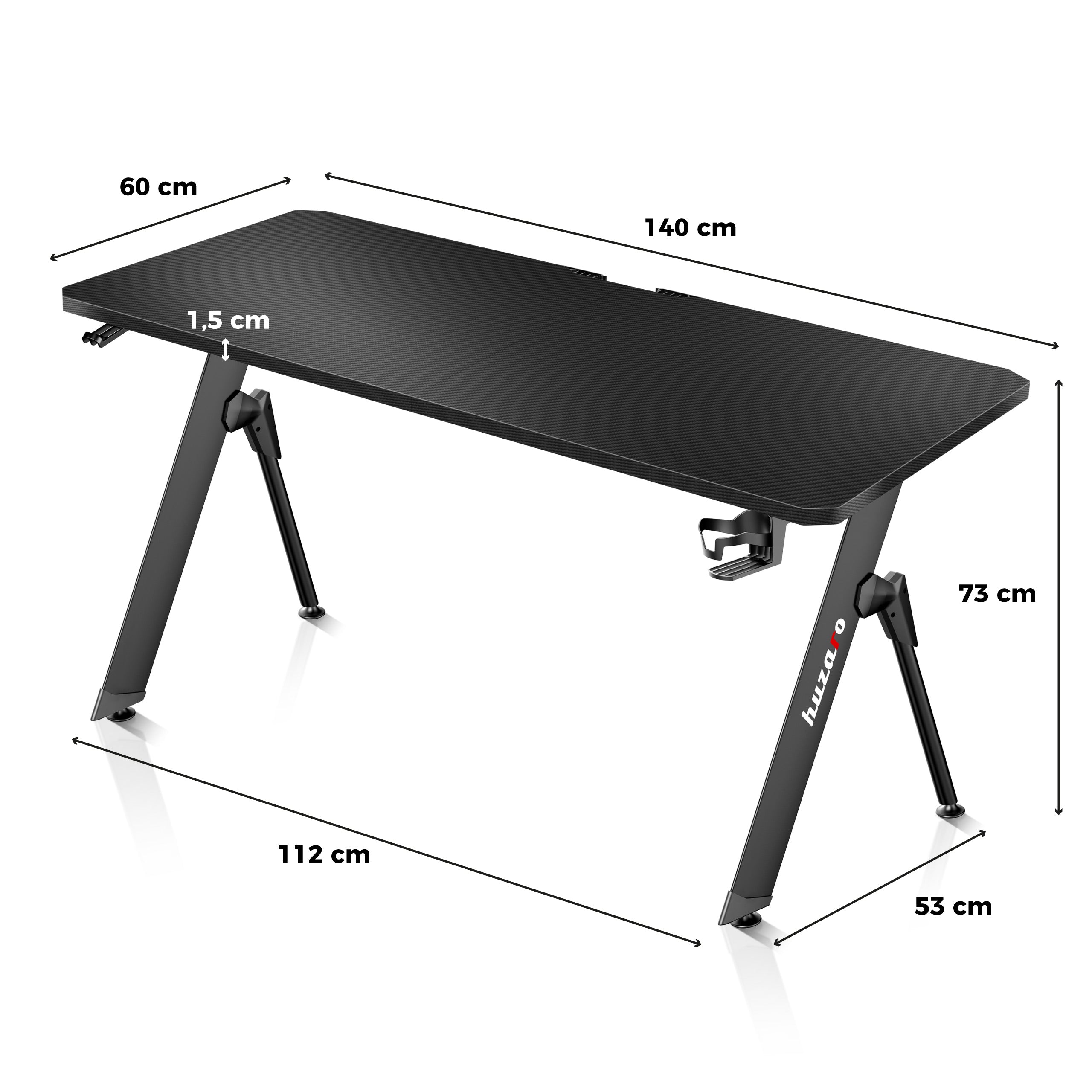 Herní stůl Huzaro Hero 2.8 černý 140 cm 