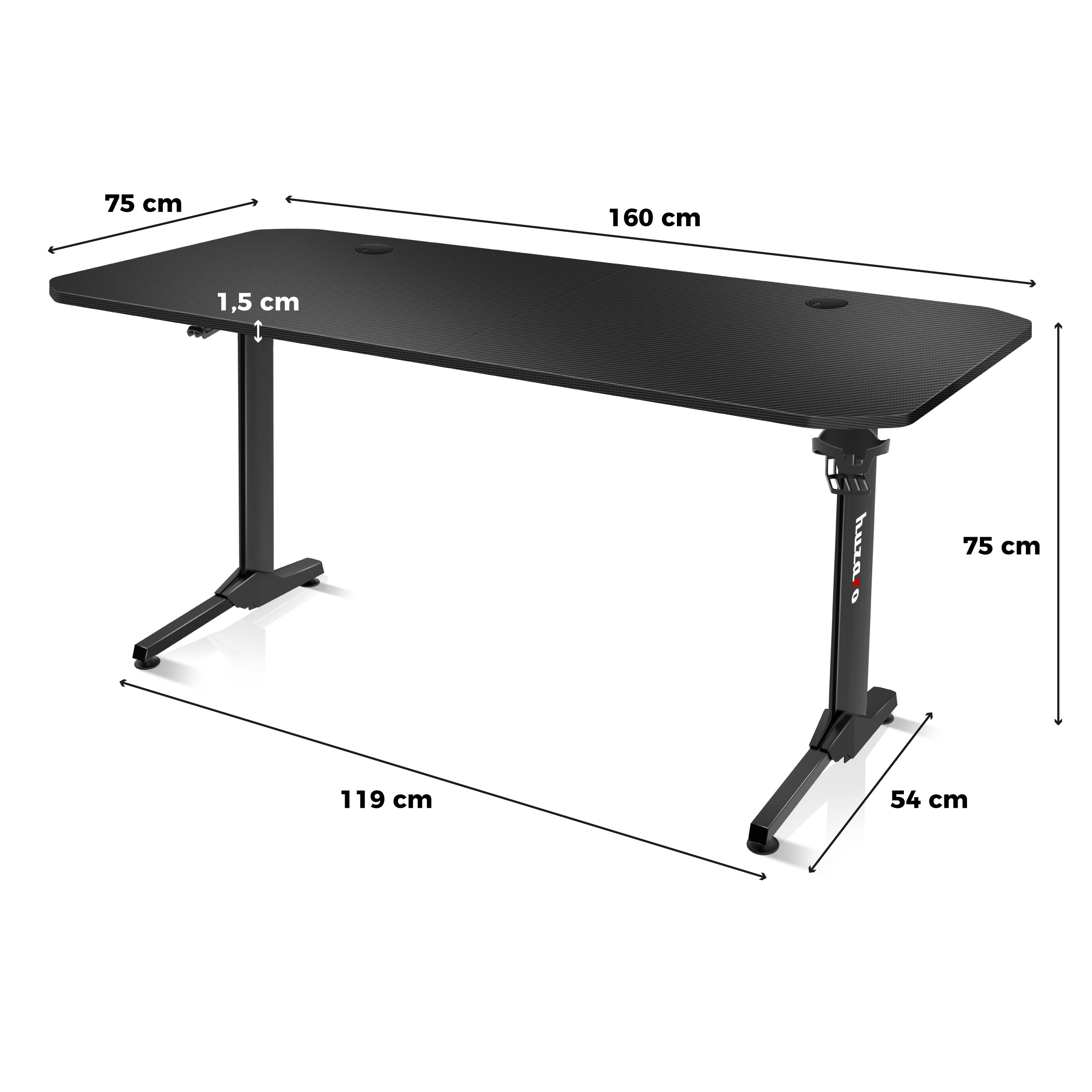 Herní stůl Huzaro Hero 4.7 černý 160 cm 