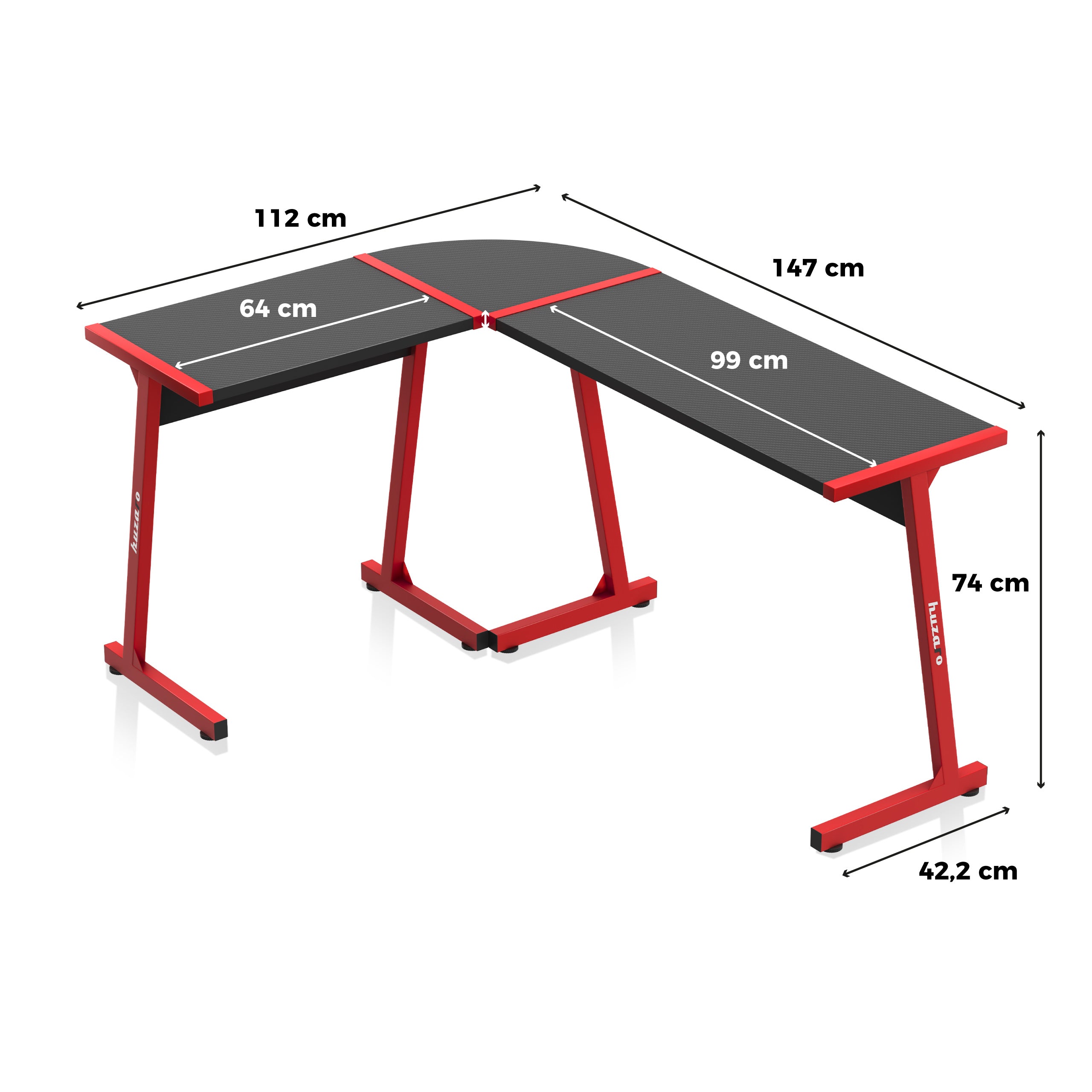 Herní stůl Huzaro Hero 6.0 Red 147 cm 
