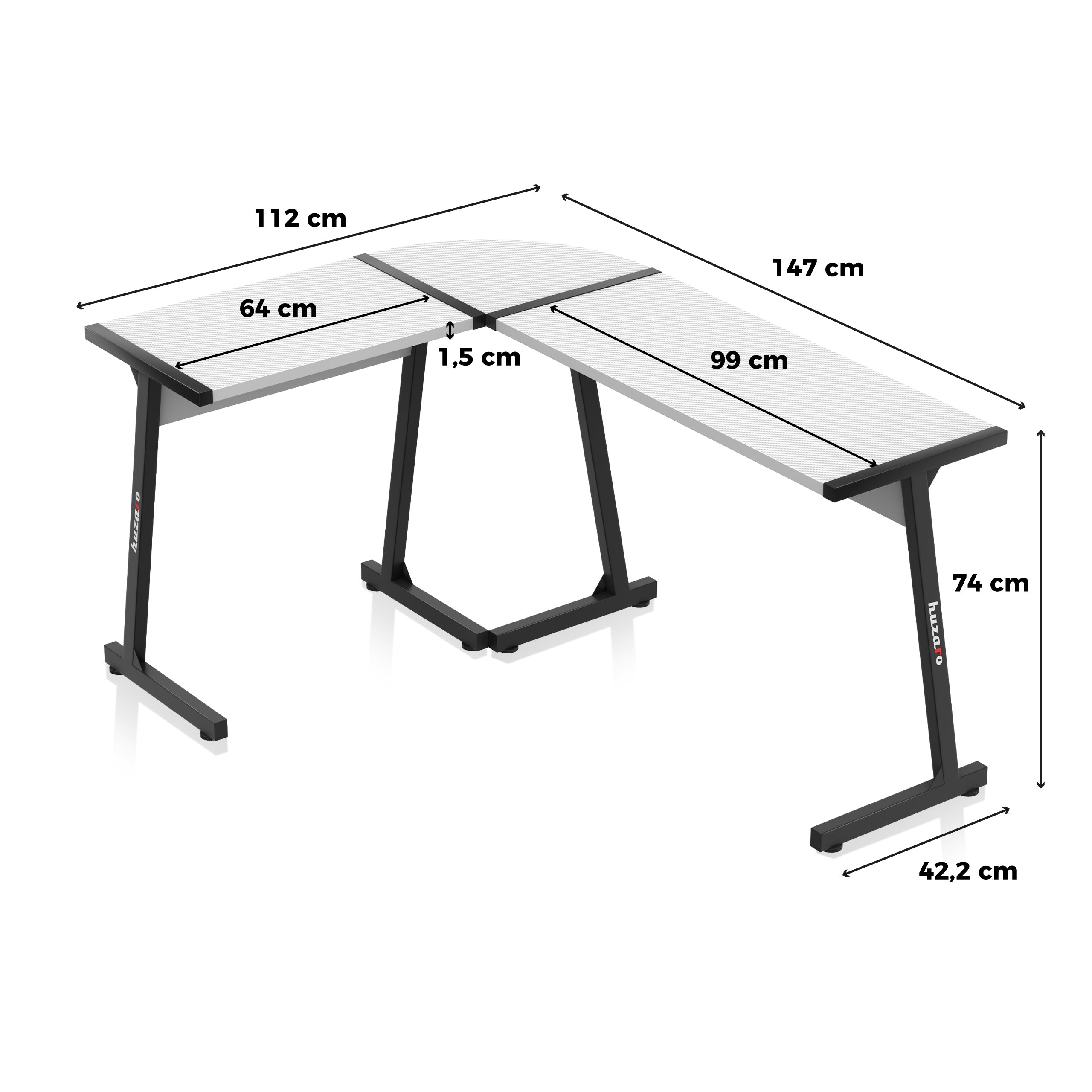 Herní stůl Huzaro Hero 6.0 bílý 147 cm 