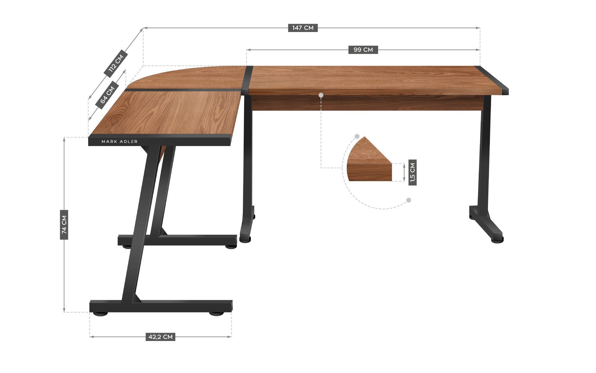 Stůl Mark Adler Leader 5.5 WN 147 cm 