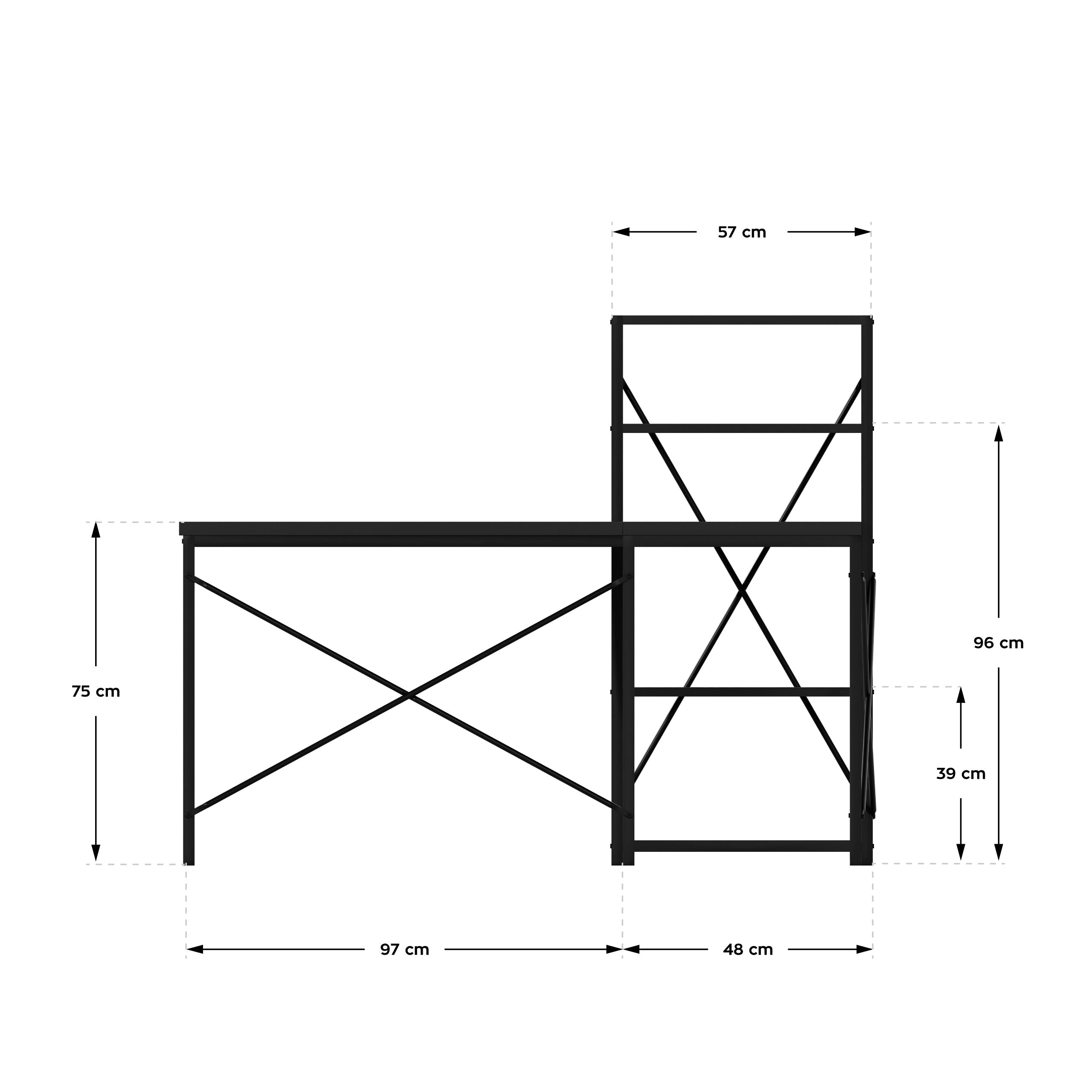 Mark Adler Leader 5.9 Černý rohový psací stůl s policemi 145 cm 